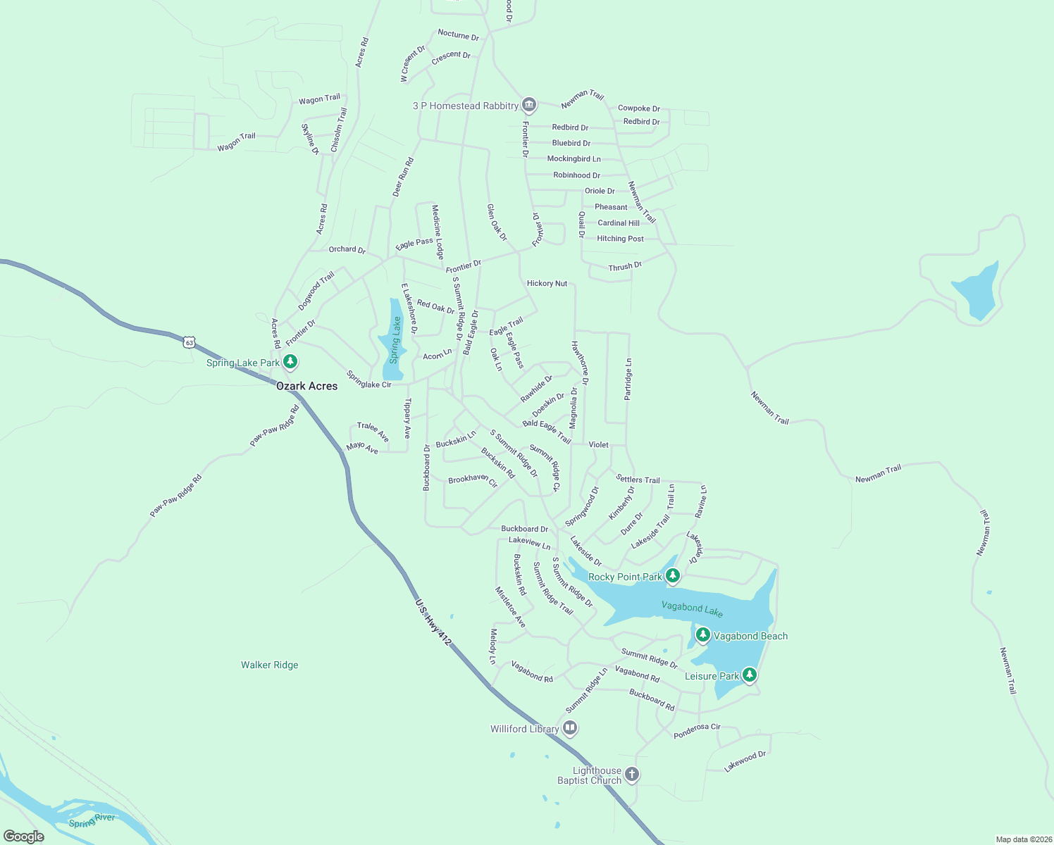 map of restaurants, bars, coffee shops, grocery stores, and more near 54 Bald Eagle Trail in Williford