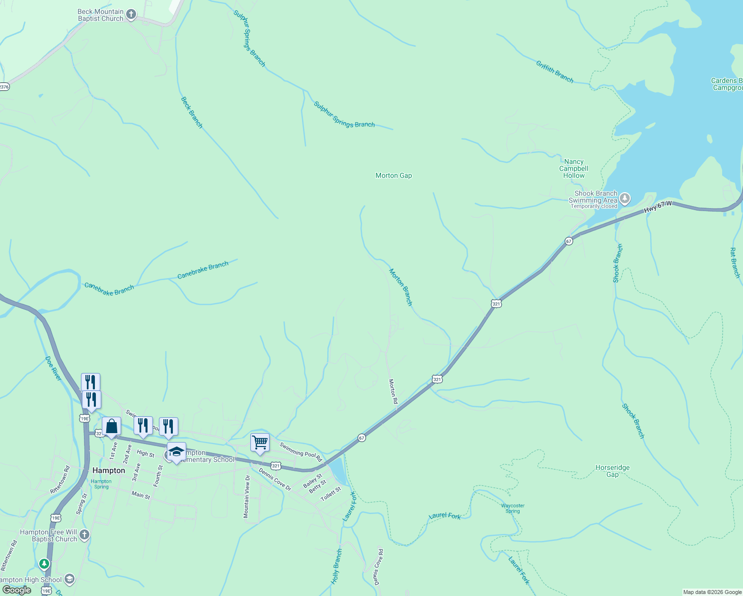 map of restaurants, bars, coffee shops, grocery stores, and more near in Hampton