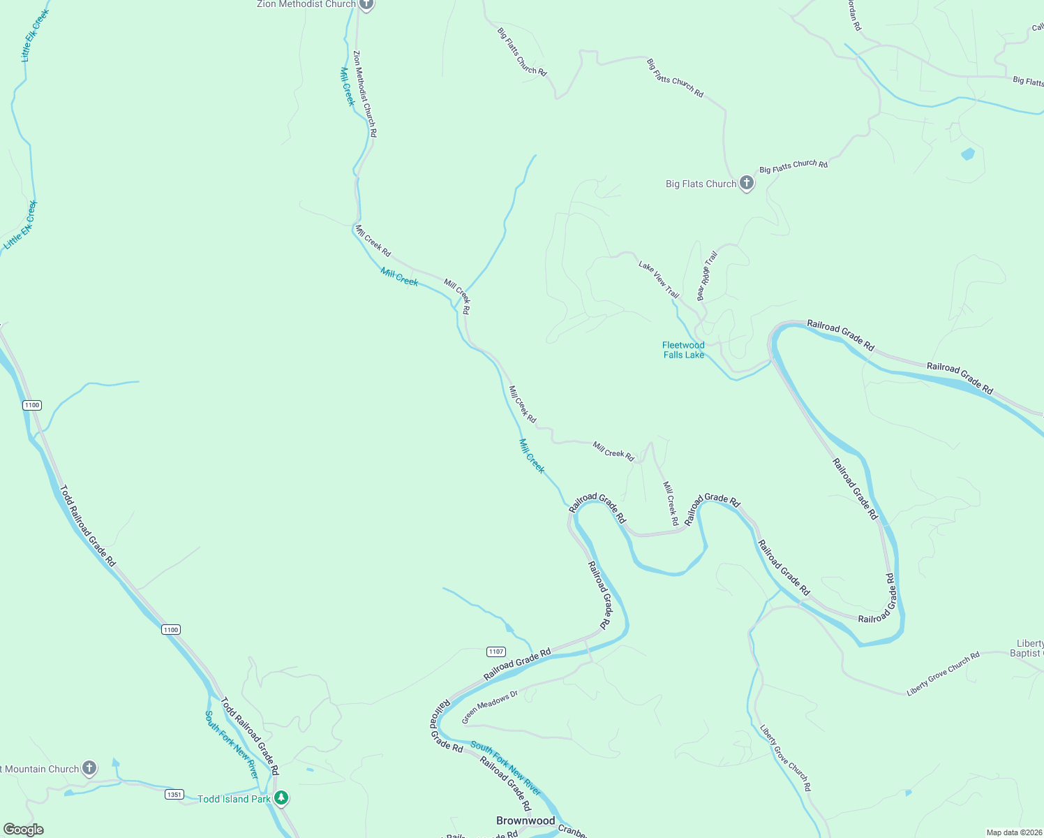 map of restaurants, bars, coffee shops, grocery stores, and more near 557-1189 Mill Creek Road in Todd