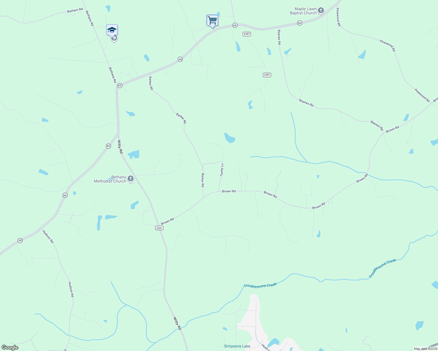 map of restaurants, bars, coffee shops, grocery stores, and more near 166 Twitty Lane in Summerfield