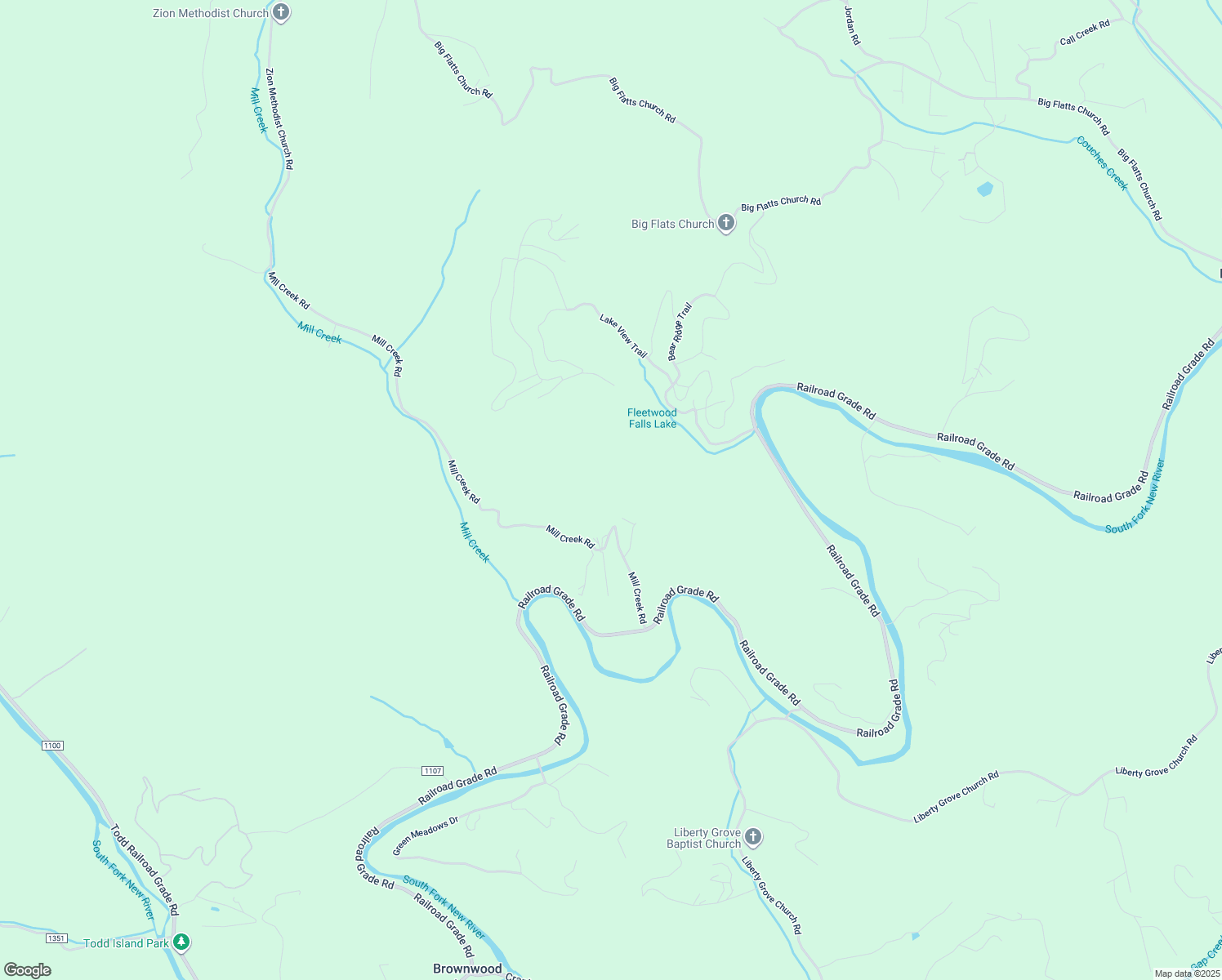 map of restaurants, bars, coffee shops, grocery stores, and more near Cooper Ridge Road in Watauga County