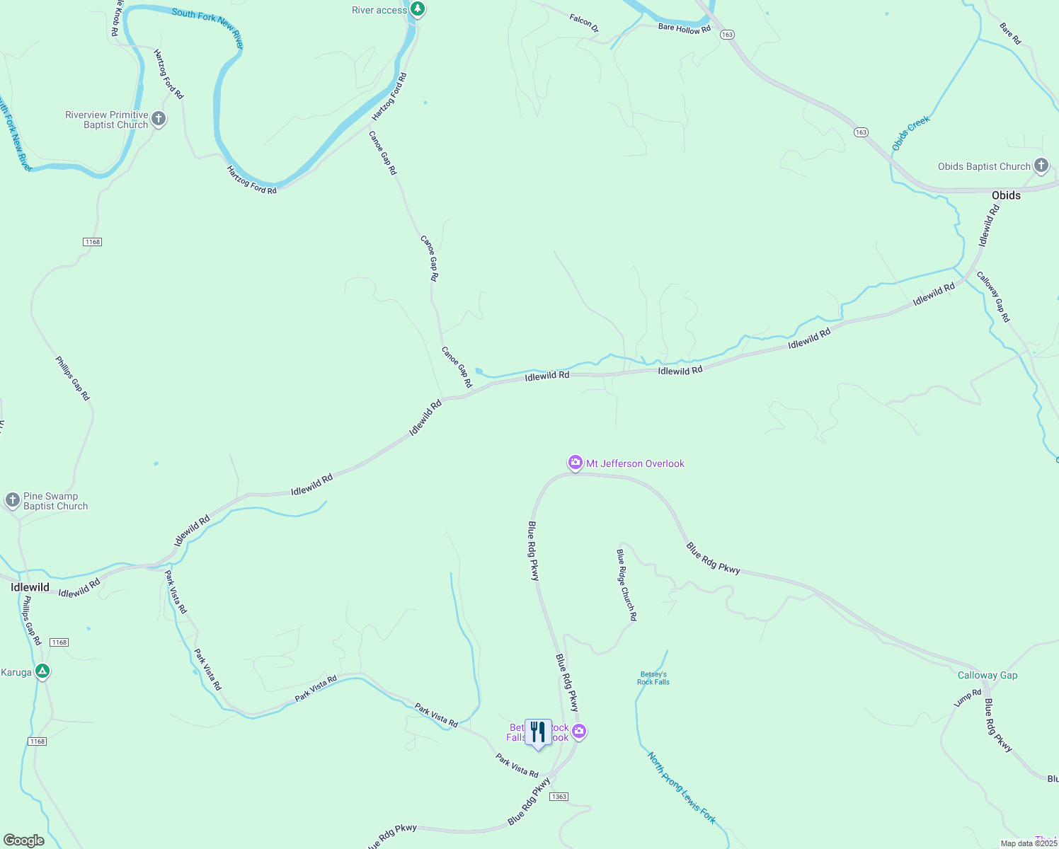 map of restaurants, bars, coffee shops, grocery stores, and more near 1983 Idlewild Road in West Jefferson