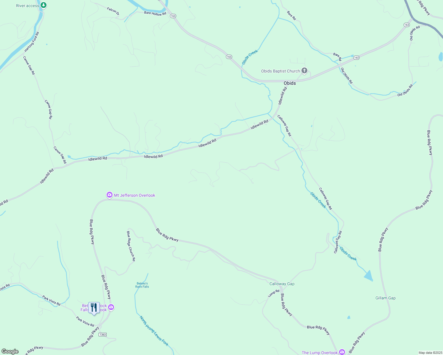 map of restaurants, bars, coffee shops, grocery stores, and more near 1085 Hidden Spring Road in West Jefferson