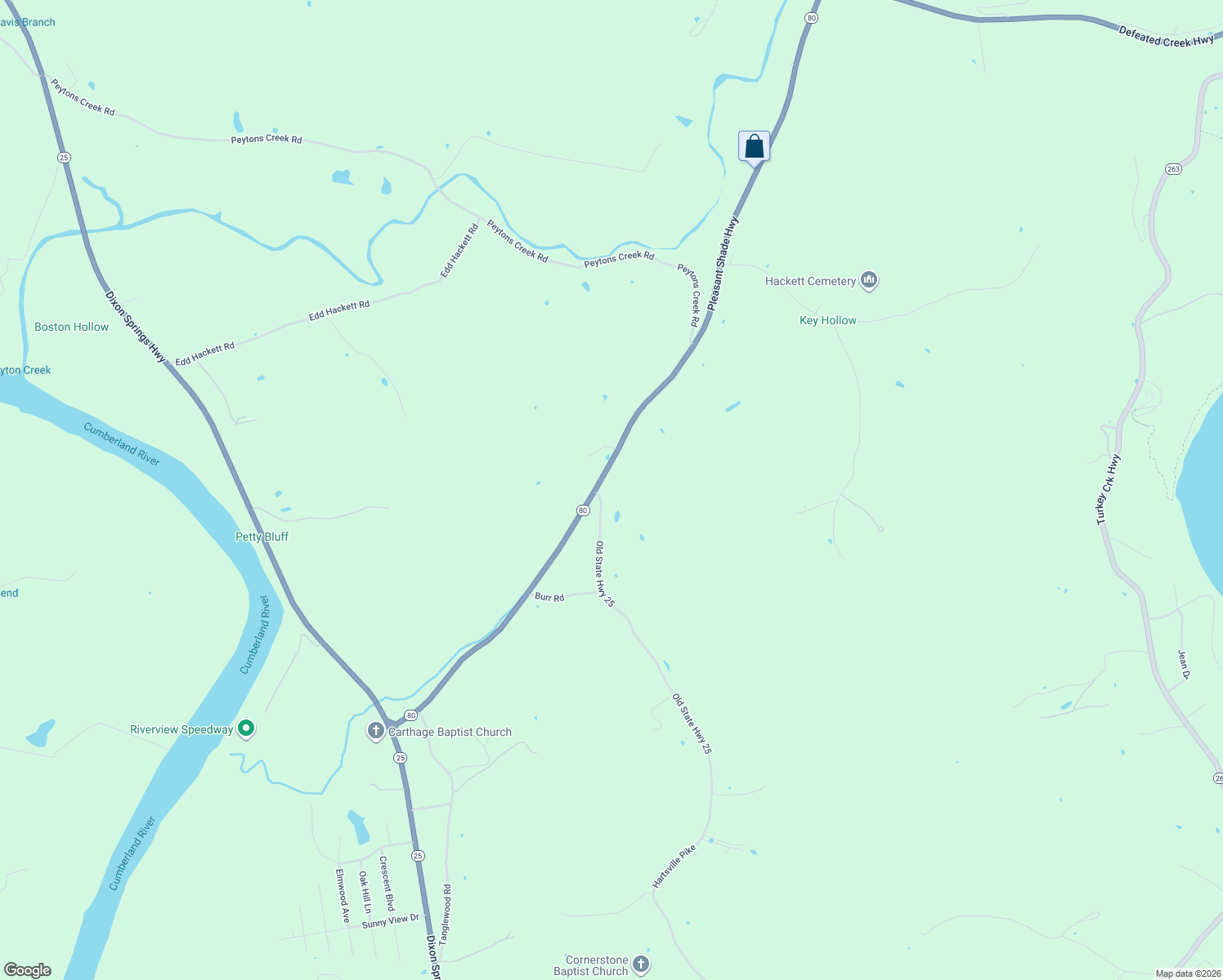 map of restaurants, bars, coffee shops, grocery stores, and more near 288 Hartsville Pike in Carthage