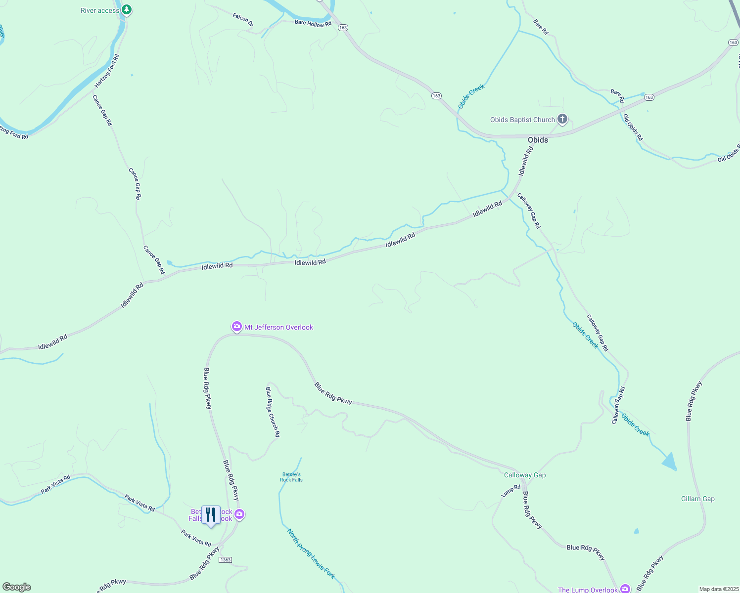 map of restaurants, bars, coffee shops, grocery stores, and more near 1636 Hidden Spring Road in West Jefferson