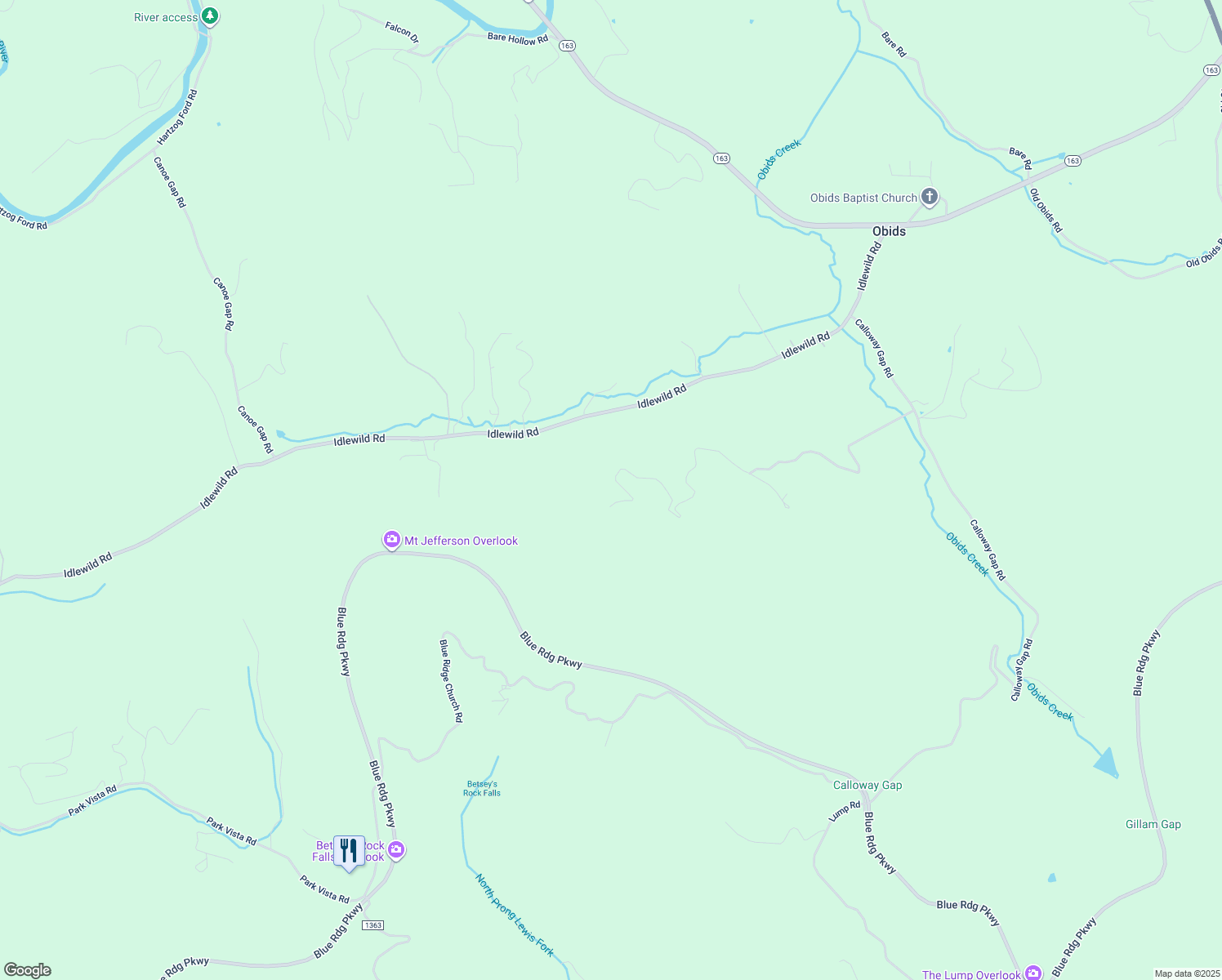 map of restaurants, bars, coffee shops, grocery stores, and more near 1636 Hidden Spring Road in West Jefferson