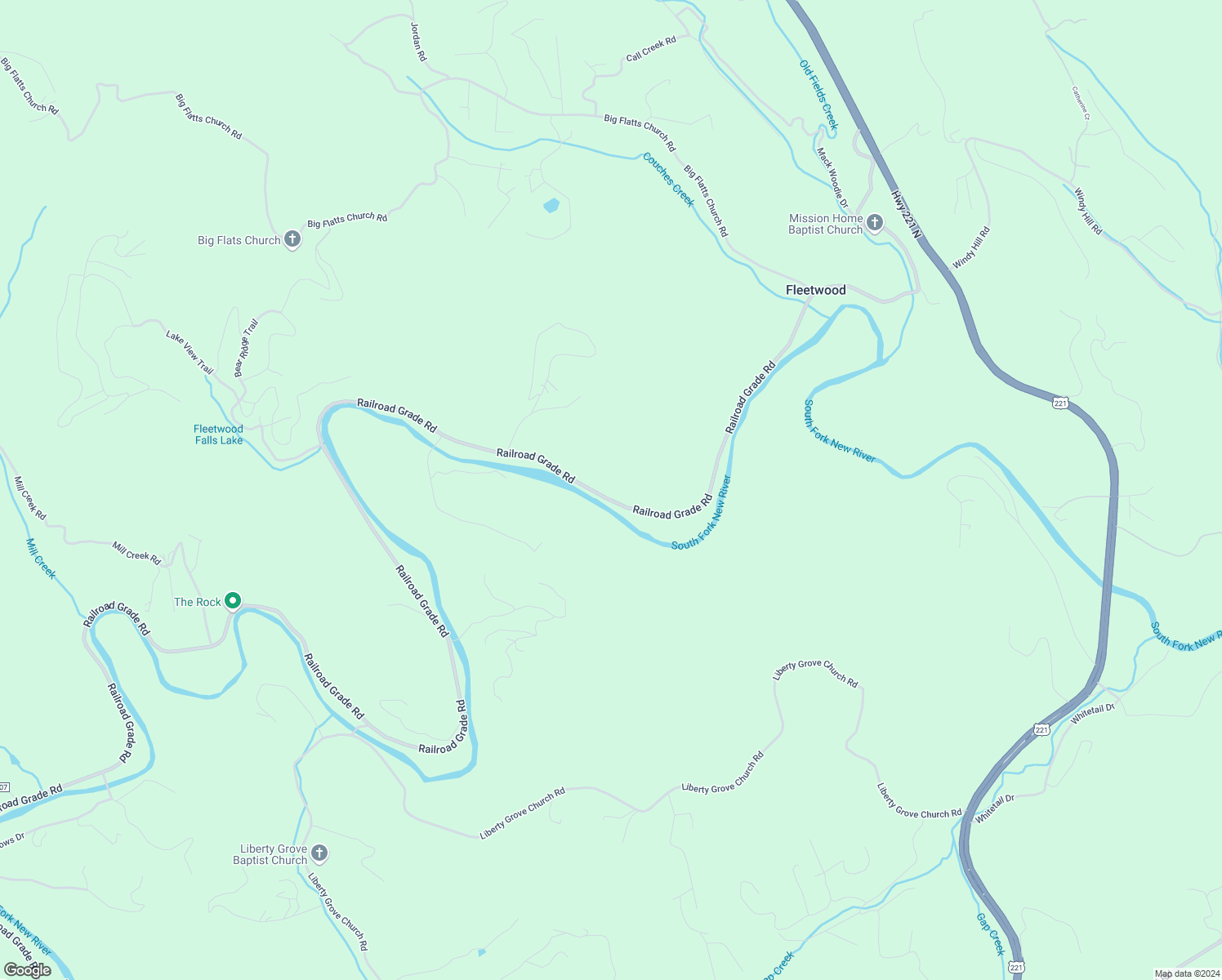map of restaurants, bars, coffee shops, grocery stores, and more near 2024 Railroad Grade Road in Fleetwood