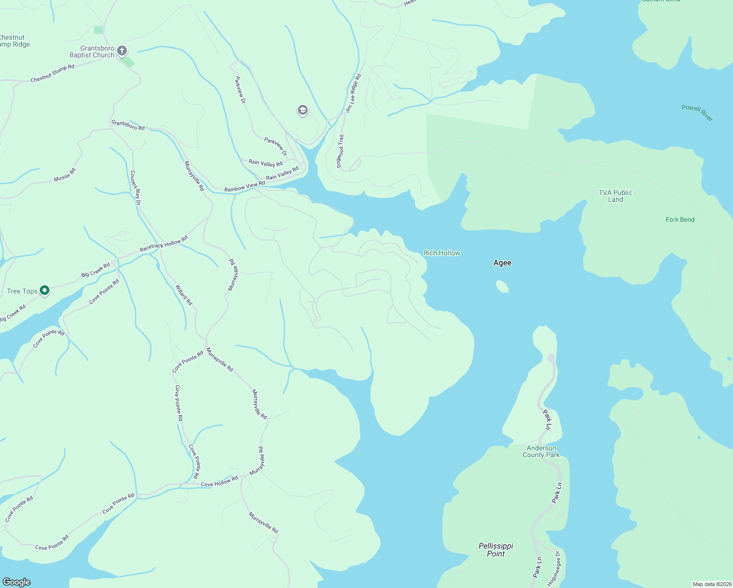 map of restaurants, bars, coffee shops, grocery stores, and more near 257 Prestige Ridge in LaFollette