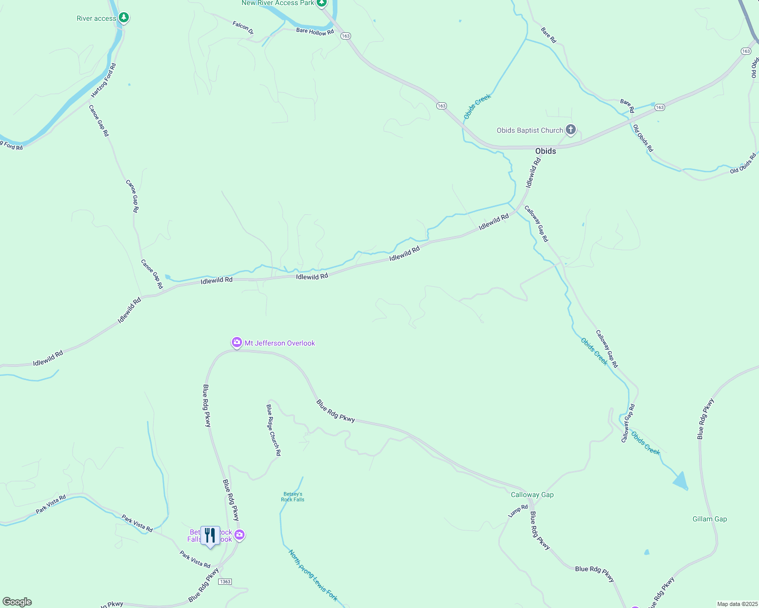 map of restaurants, bars, coffee shops, grocery stores, and more near 1577 Hidden Spring Road in West Jefferson