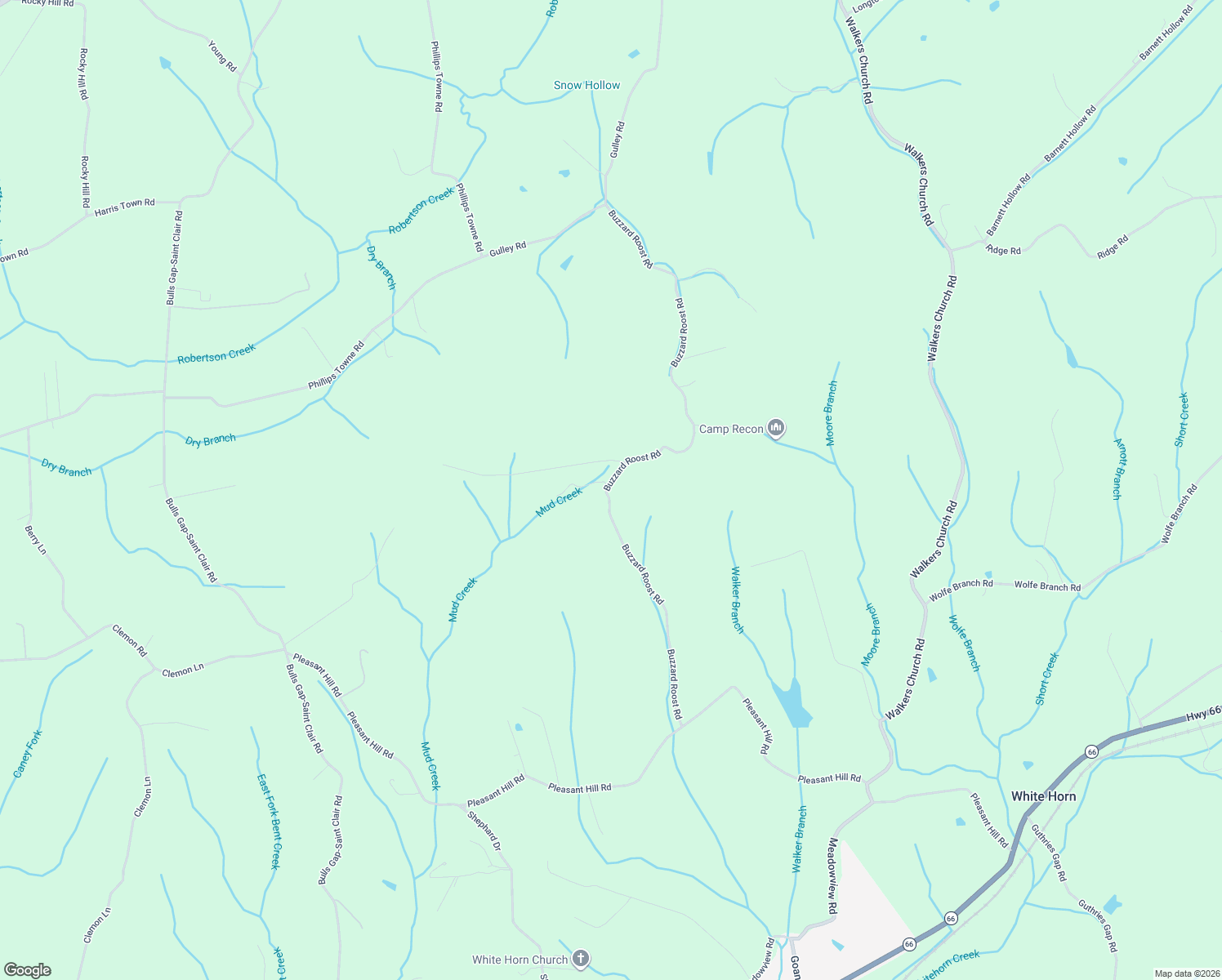 map of restaurants, bars, coffee shops, grocery stores, and more near 284 Buzzard Roost Road in Bulls Gap