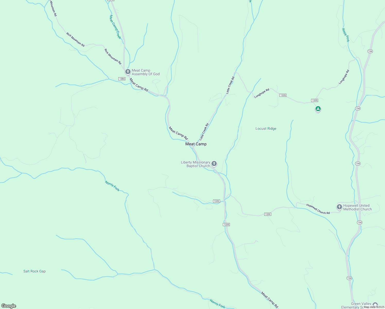 map of restaurants, bars, coffee shops, grocery stores, and more near 2577 Meat Camp Road in Boone