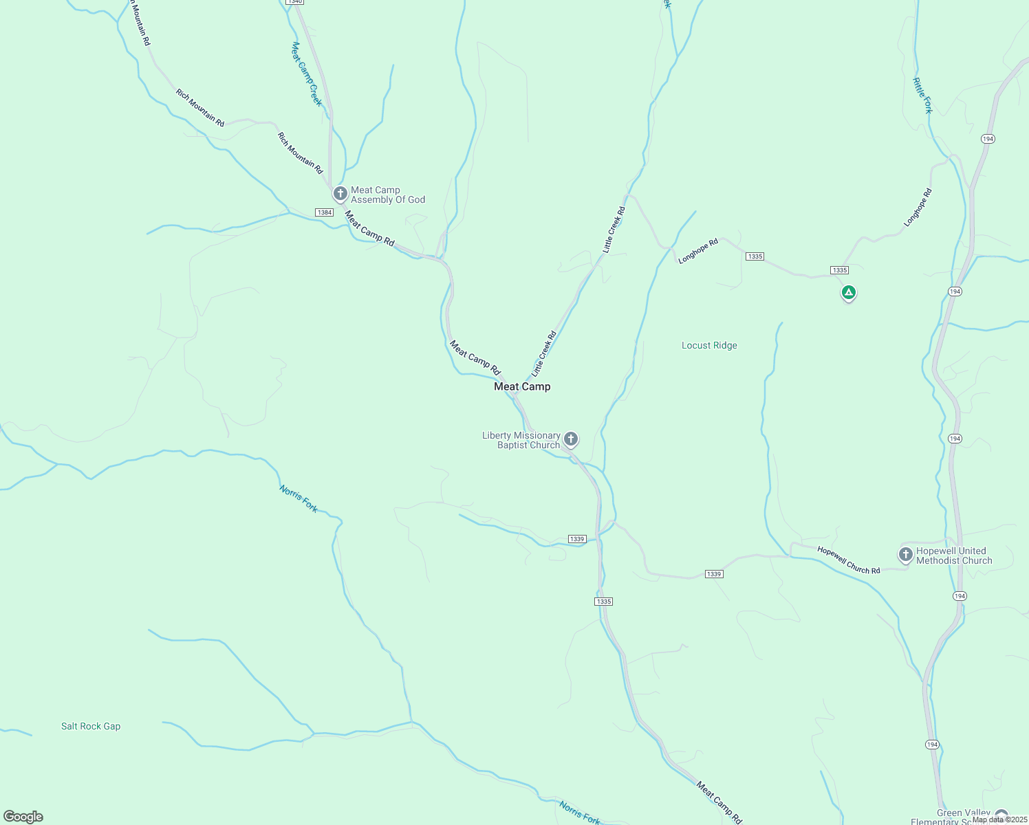 map of restaurants, bars, coffee shops, grocery stores, and more near 2577 Meat Camp Road in Boone
