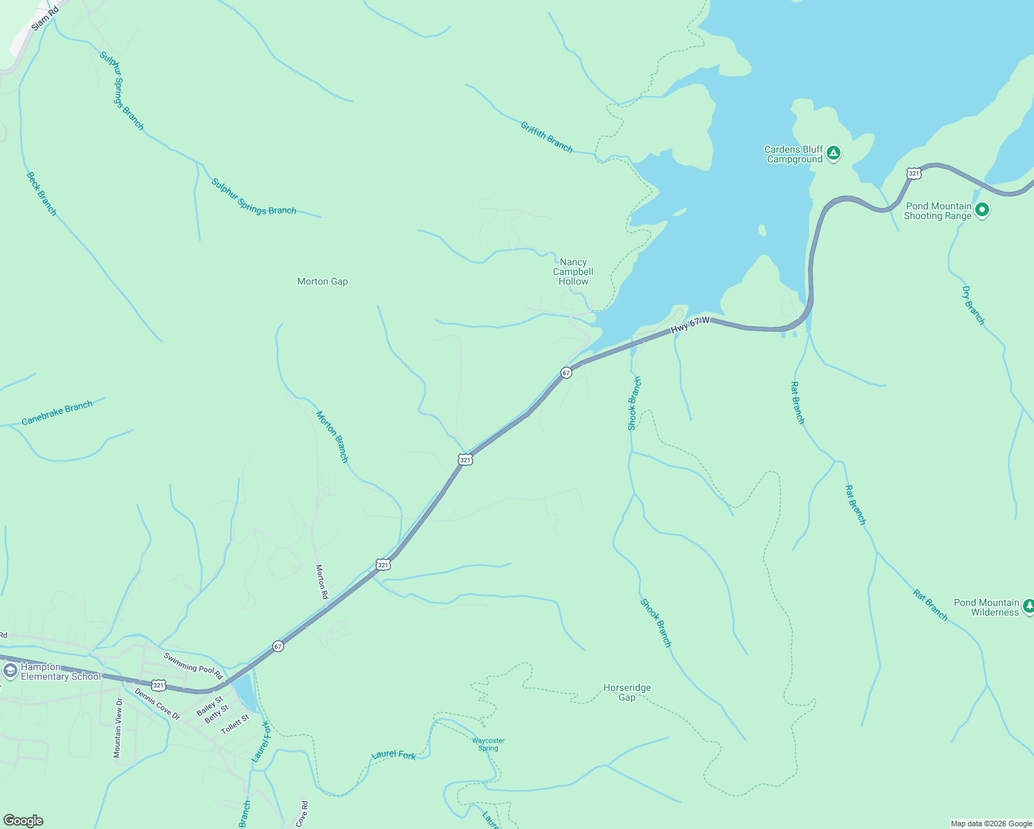 map of restaurants, bars, coffee shops, grocery stores, and more near 1555 U.S. 321 Scenic in Hampton