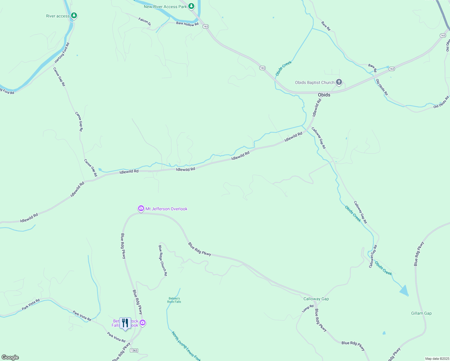 map of restaurants, bars, coffee shops, grocery stores, and more near 1544 Hidden Spring Road in West Jefferson