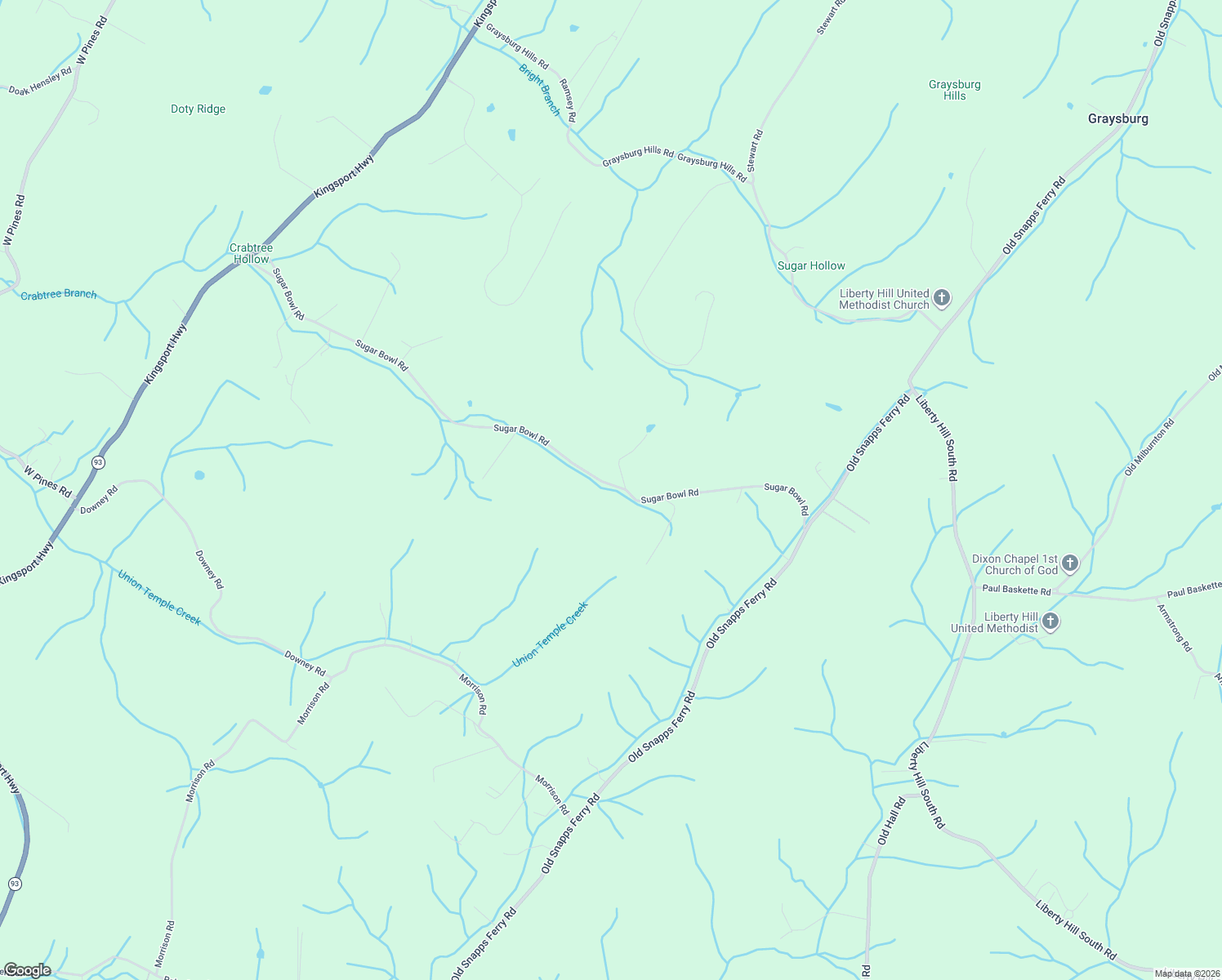 map of restaurants, bars, coffee shops, grocery stores, and more near 1320 Sugar Bowl Road in Chuckey