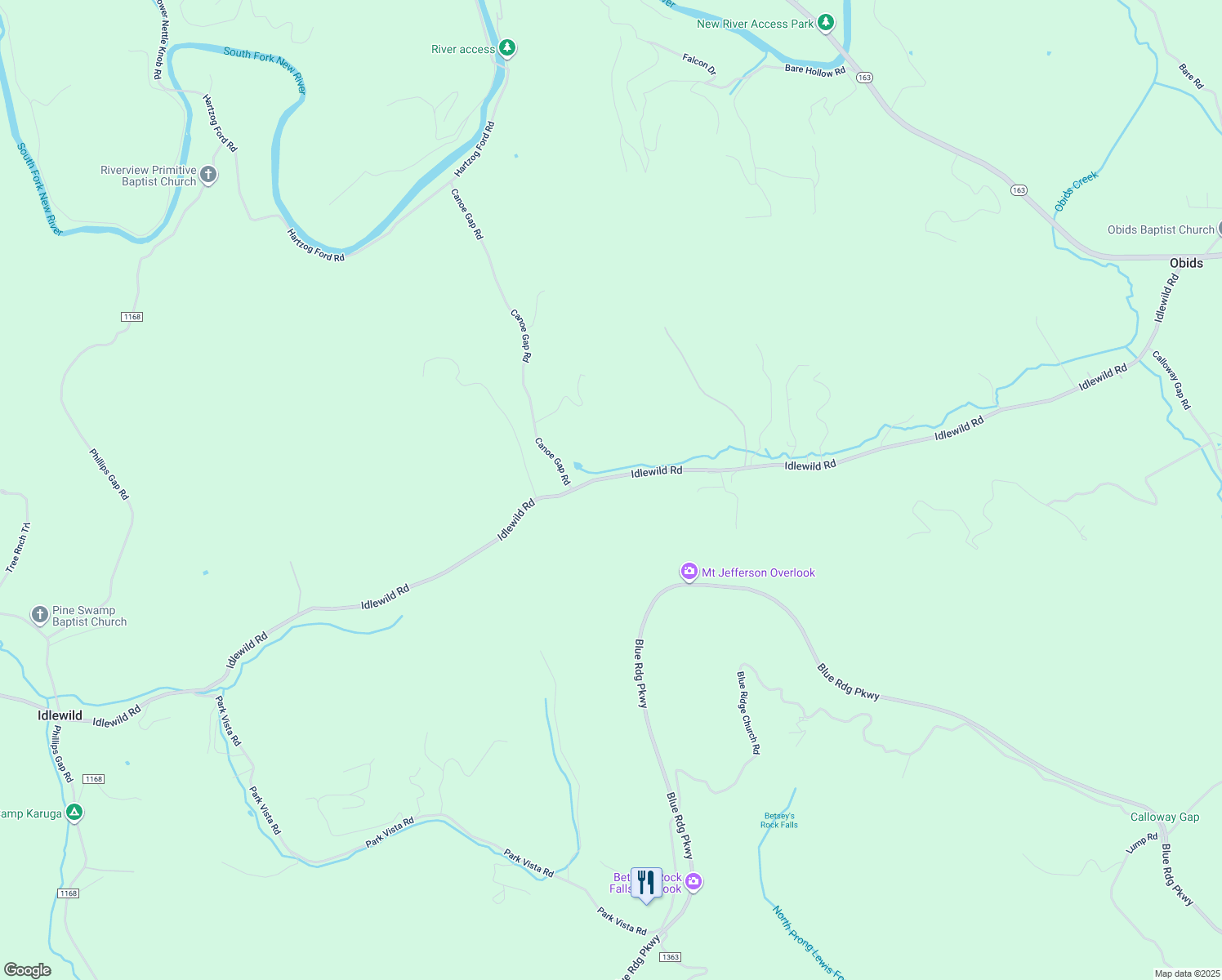 map of restaurants, bars, coffee shops, grocery stores, and more near 2041 Idlewild Road in West Jefferson