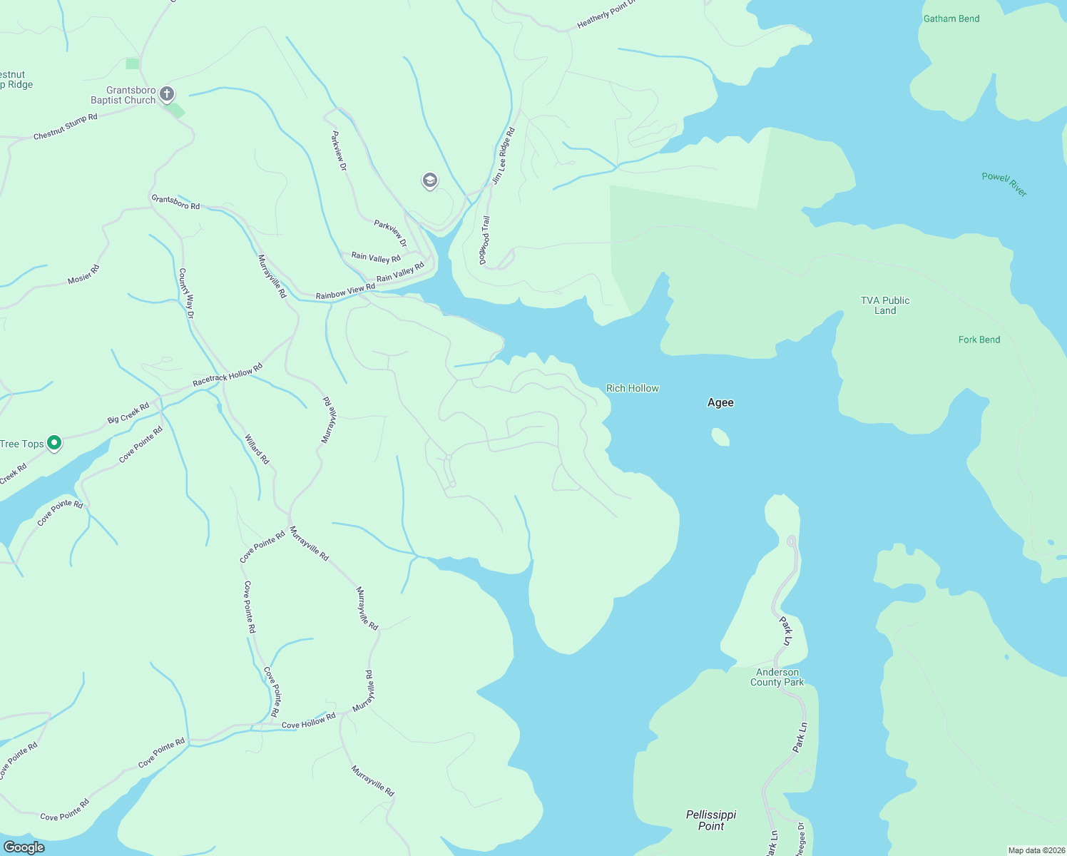 map of restaurants, bars, coffee shops, grocery stores, and more near 257 Prestige Ridge in LaFollette