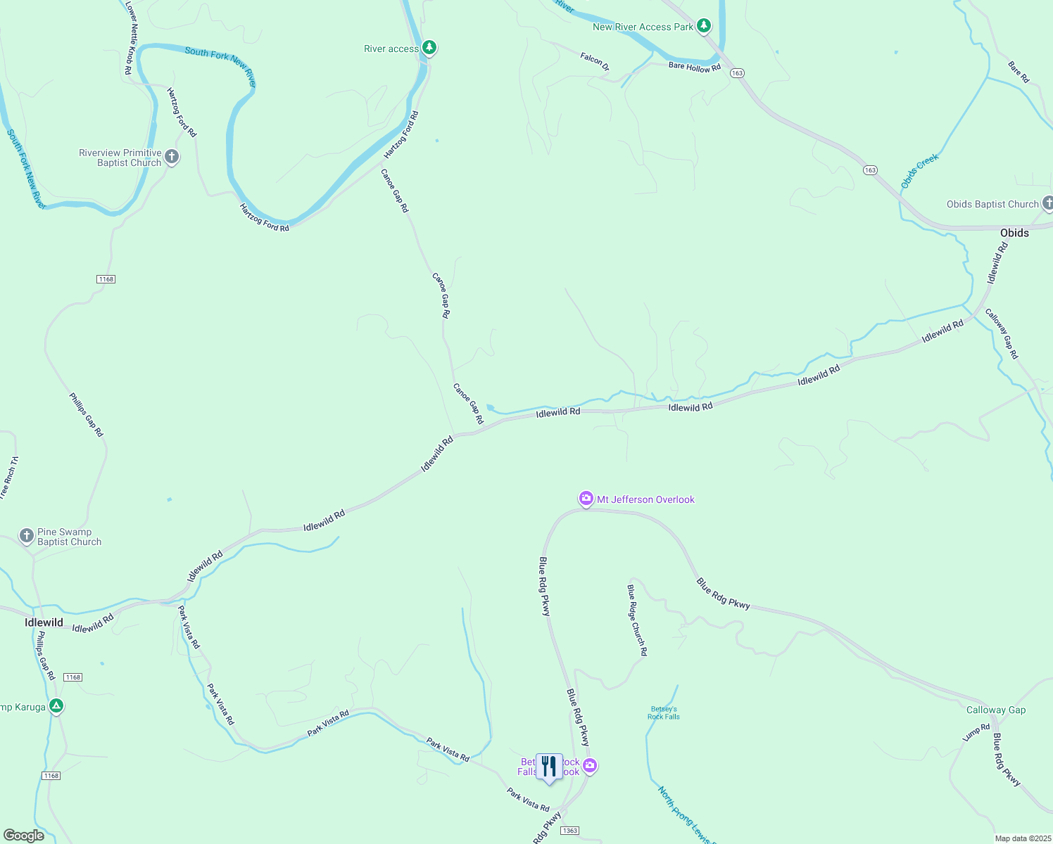 map of restaurants, bars, coffee shops, grocery stores, and more near 1983 Idlewild Road in West Jefferson