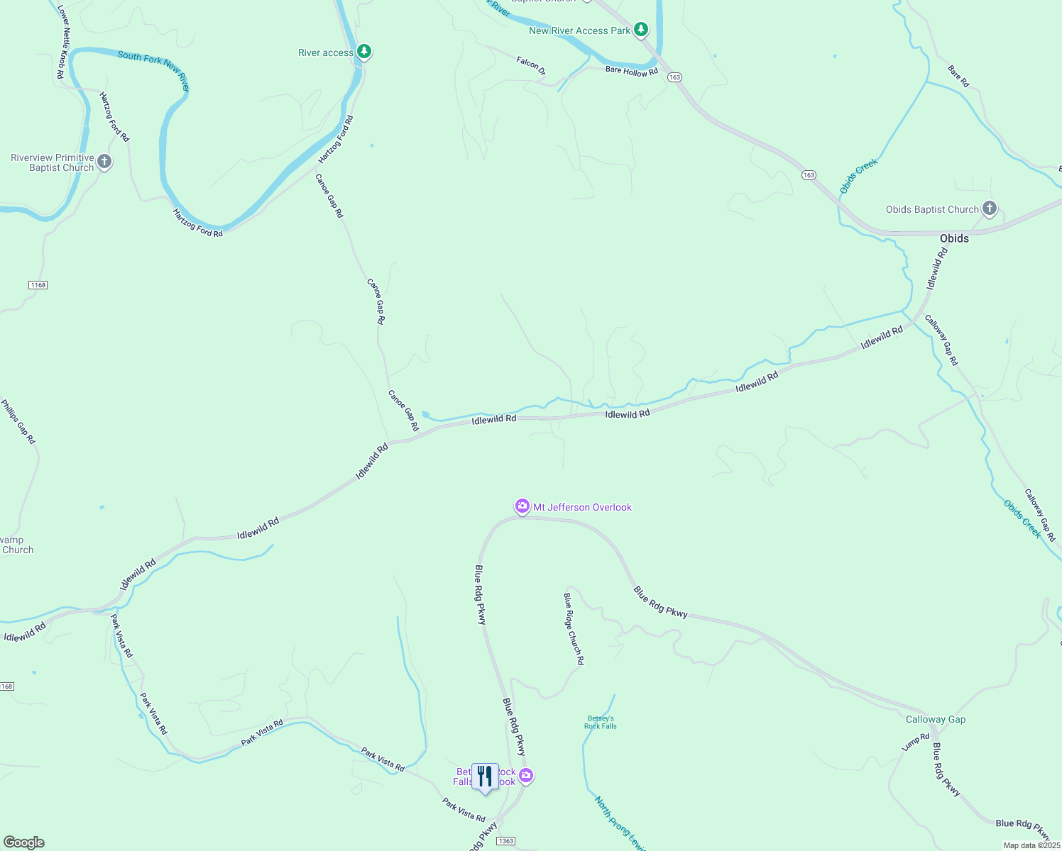 map of restaurants, bars, coffee shops, grocery stores, and more near 1809 Idlewild Road in West Jefferson