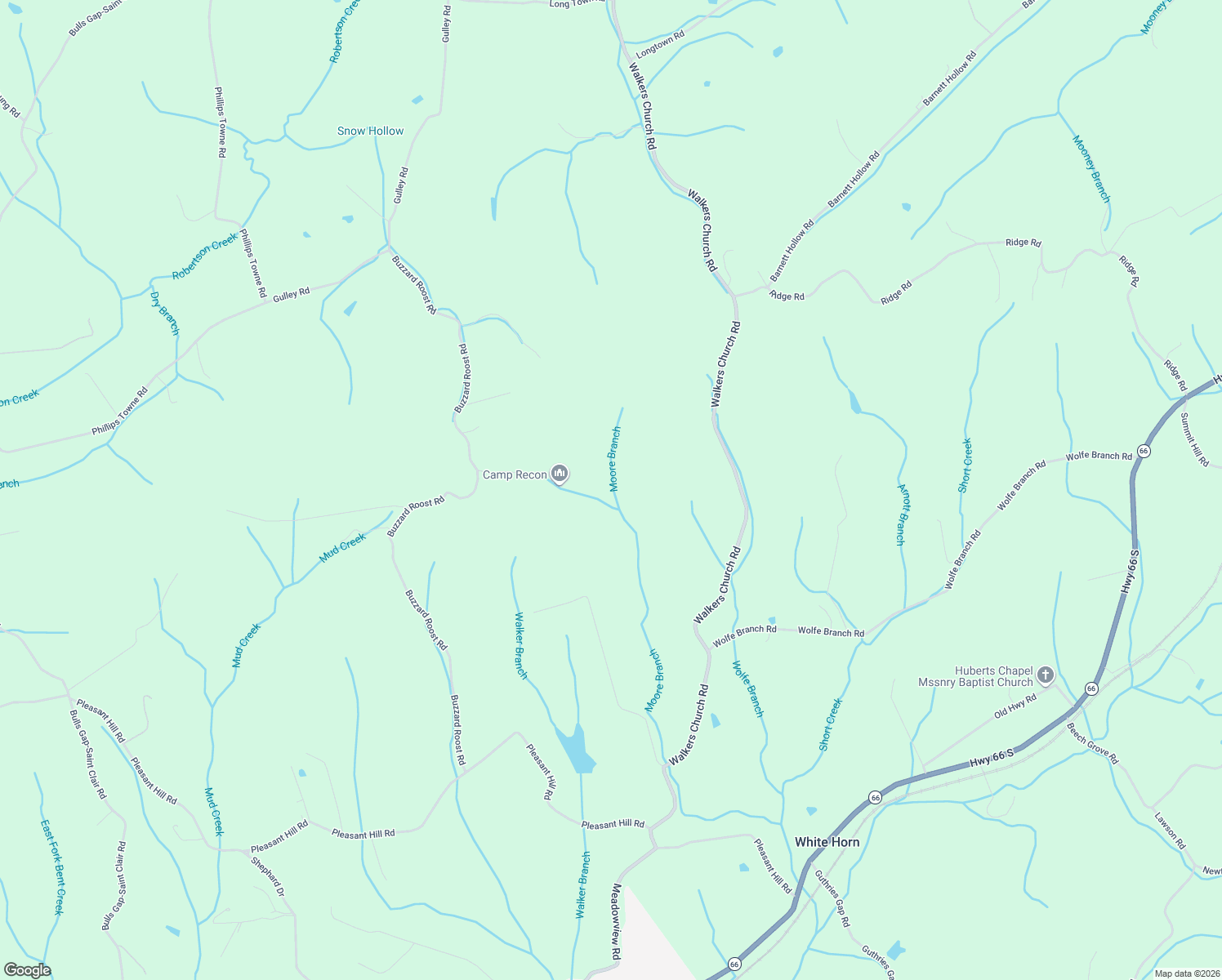 map of restaurants, bars, coffee shops, grocery stores, and more near 189 Green Road in Bulls Gap