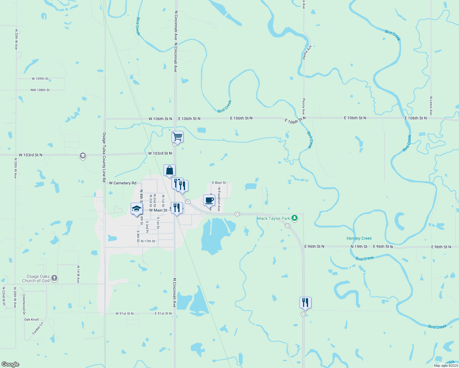 map of restaurants, bars, coffee shops, grocery stores, and more near 604 E Blair St in Sperry