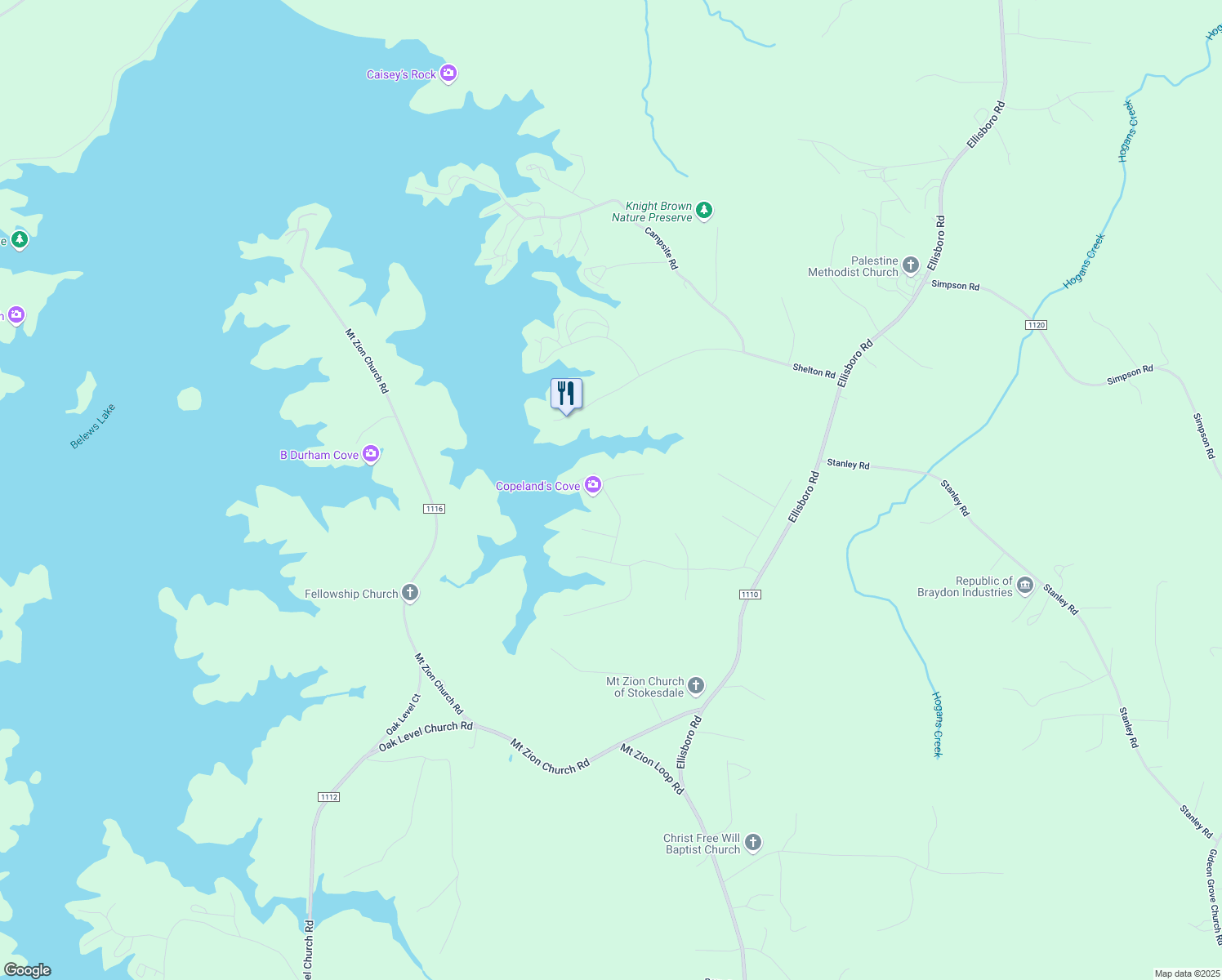 map of restaurants, bars, coffee shops, grocery stores, and more near 233 Leeward Drive in Stokesdale