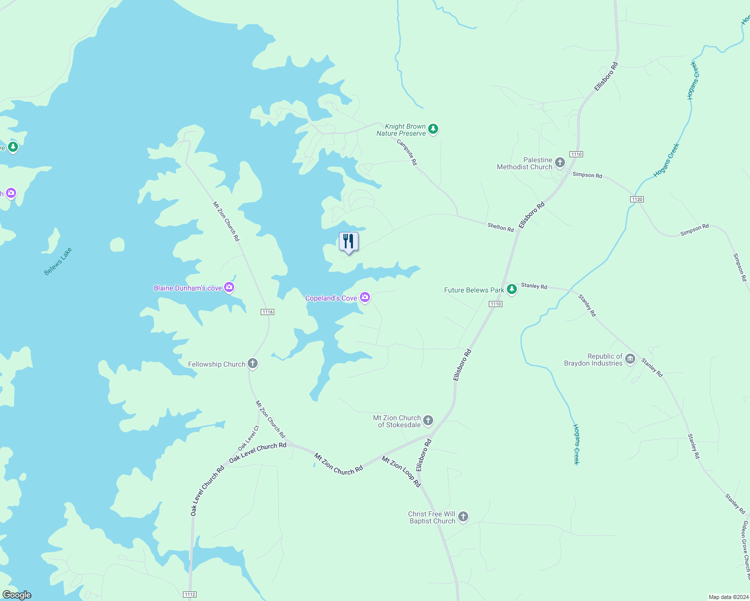 map of restaurants, bars, coffee shops, grocery stores, and more near 233 Leeward Drive in Stokesdale