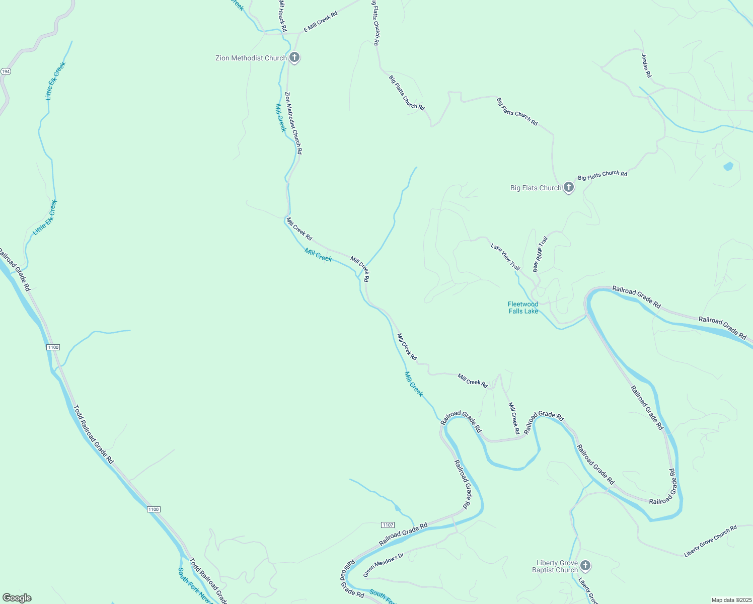 map of restaurants, bars, coffee shops, grocery stores, and more near 563 Mill Creek Road in Todd