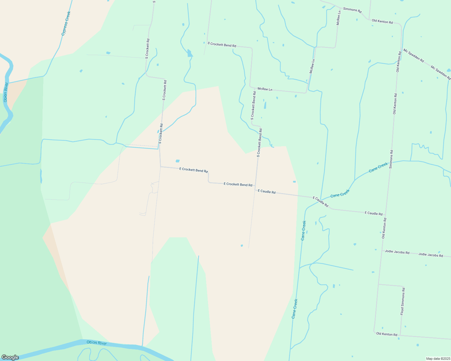 map of restaurants, bars, coffee shops, grocery stores, and more near 4240 E Crockett Bend Rd in Rives