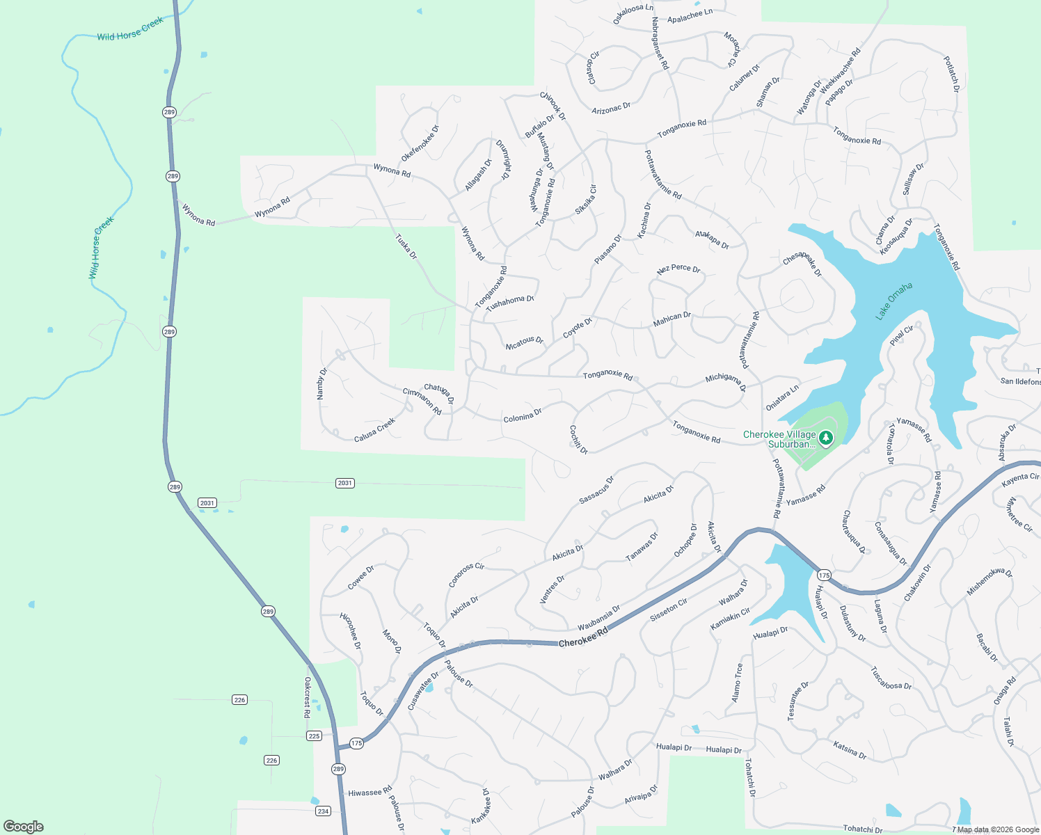 map of restaurants, bars, coffee shops, grocery stores, and more near Colonina Drive in Cherokee Village