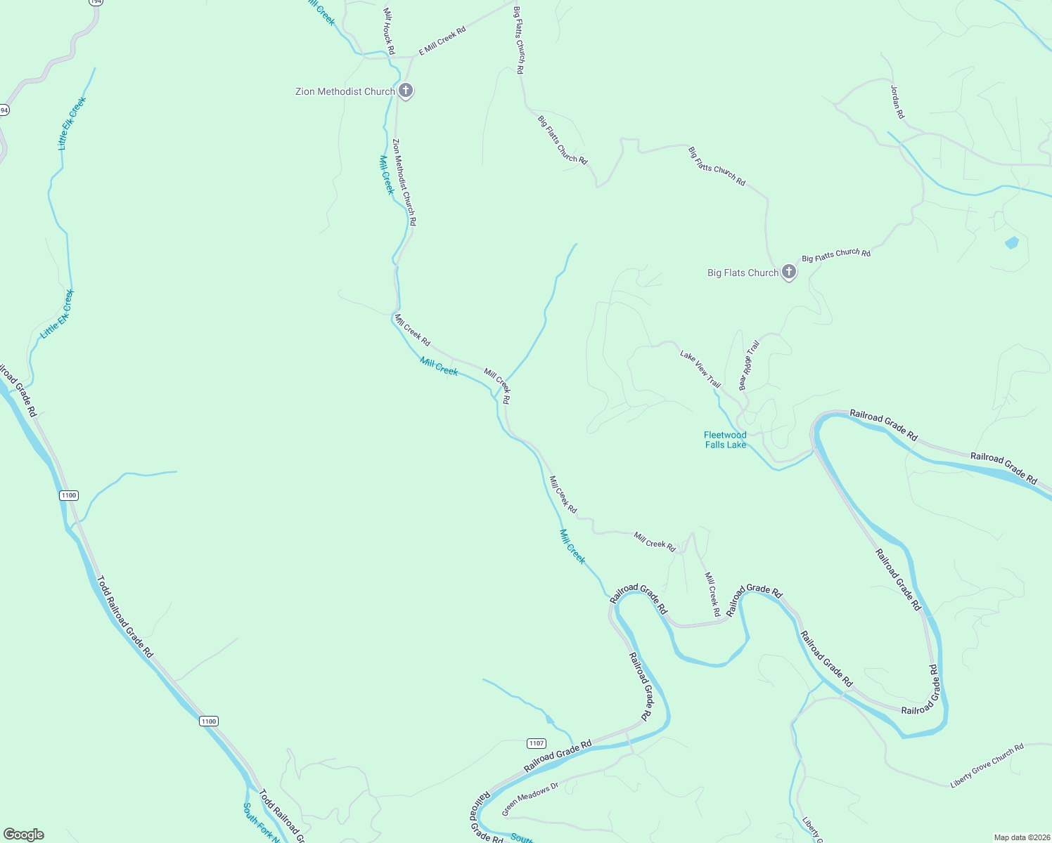 map of restaurants, bars, coffee shops, grocery stores, and more near 557 Mill Creek Road in Todd