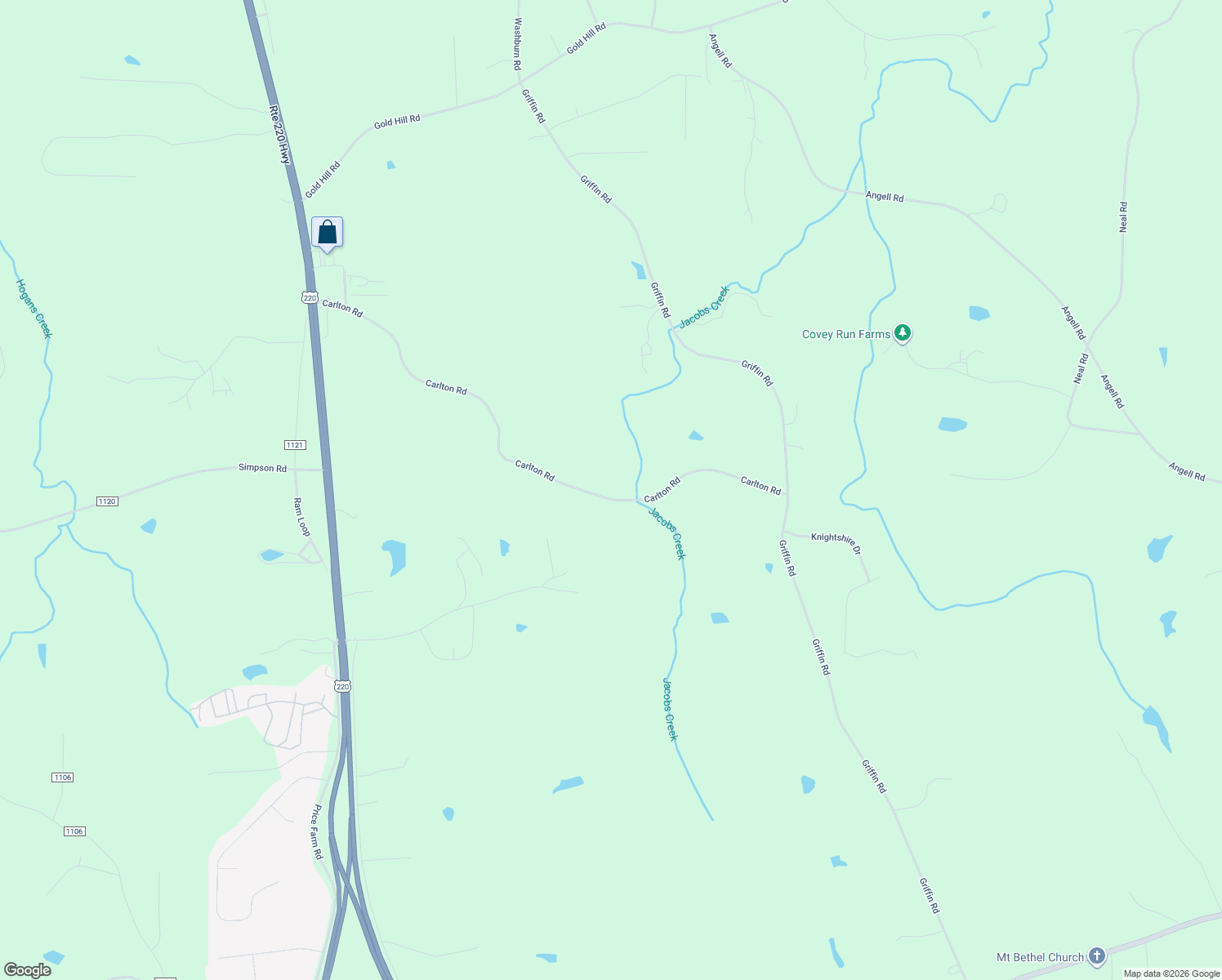 map of restaurants, bars, coffee shops, grocery stores, and more near 687 Carlton Road in Stokesdale