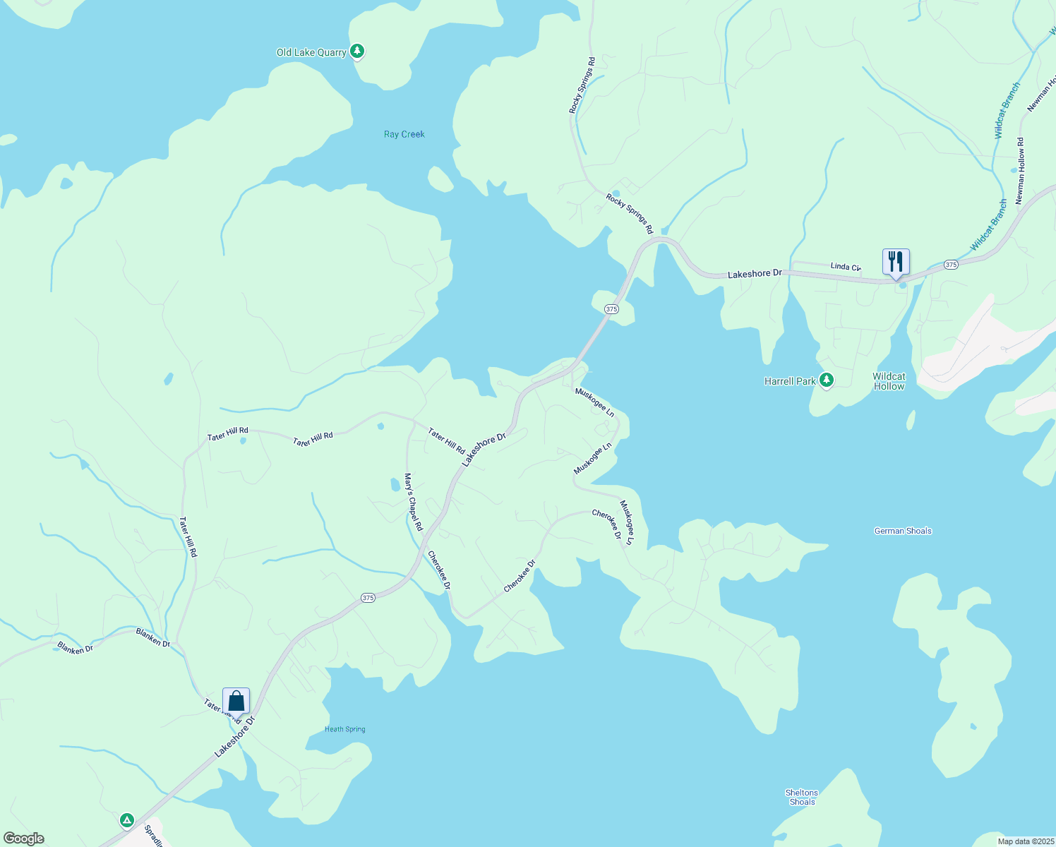 map of restaurants, bars, coffee shops, grocery stores, and more near 173 Lodge Road in Bean Station