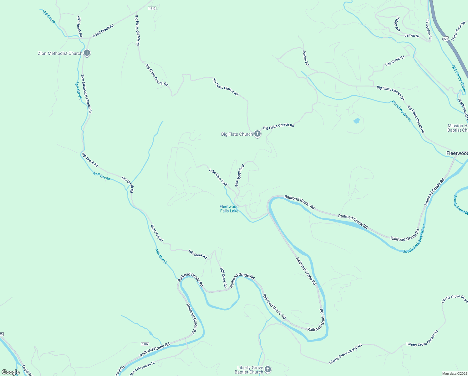 map of restaurants, bars, coffee shops, grocery stores, and more near 201 Bear Ridge Trail in Fleetwood