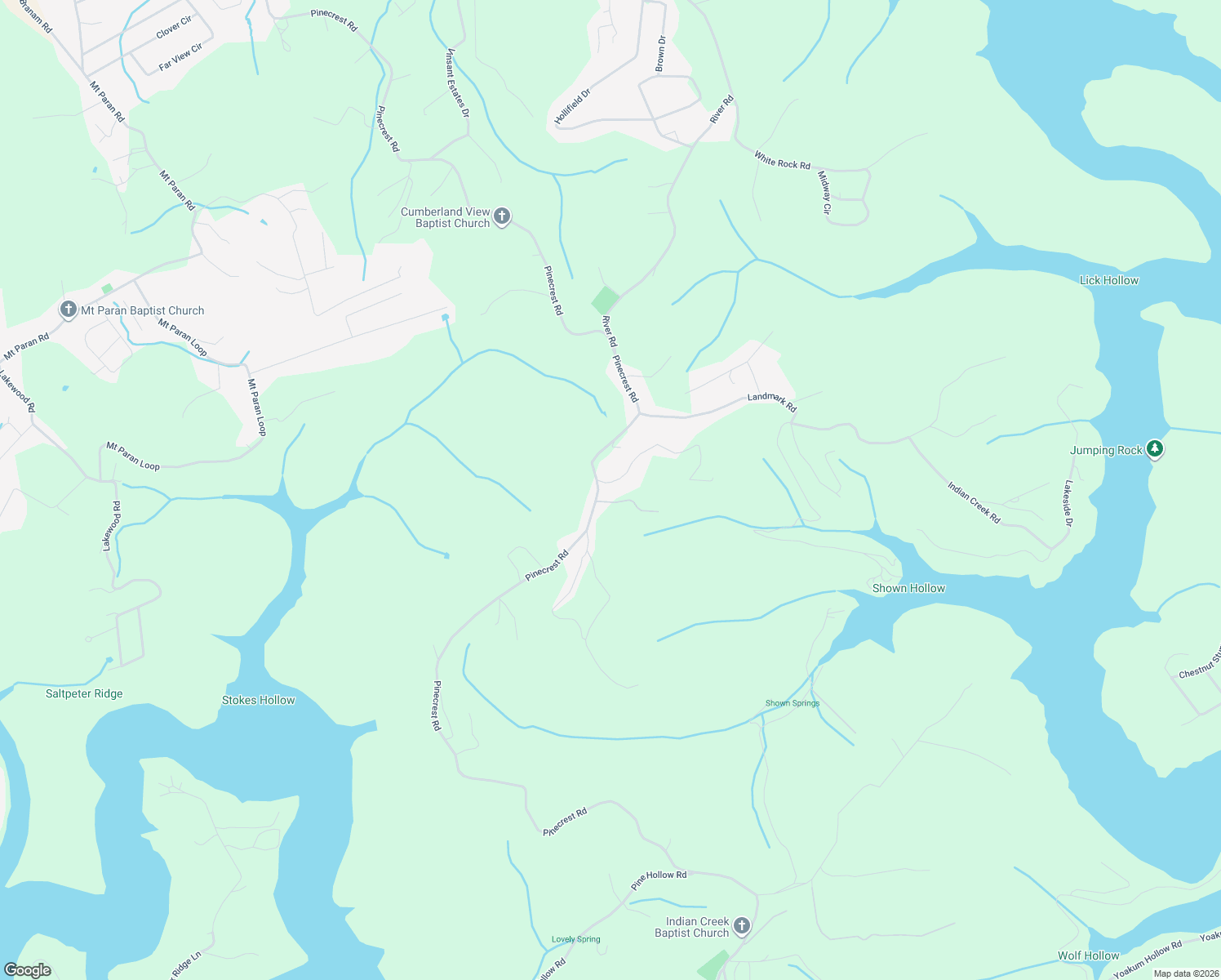 map of restaurants, bars, coffee shops, grocery stores, and more near 1285 Pinecrest Road in Jacksboro
