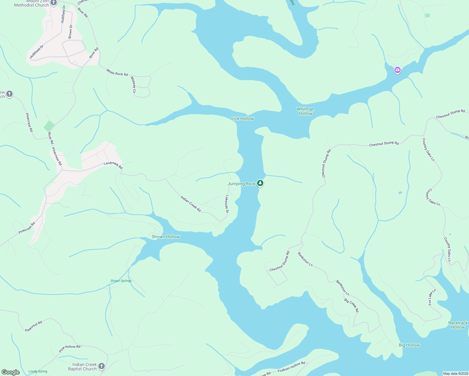 map of restaurants, bars, coffee shops, grocery stores, and more near 1400 Lakeside Drive in Jacksboro