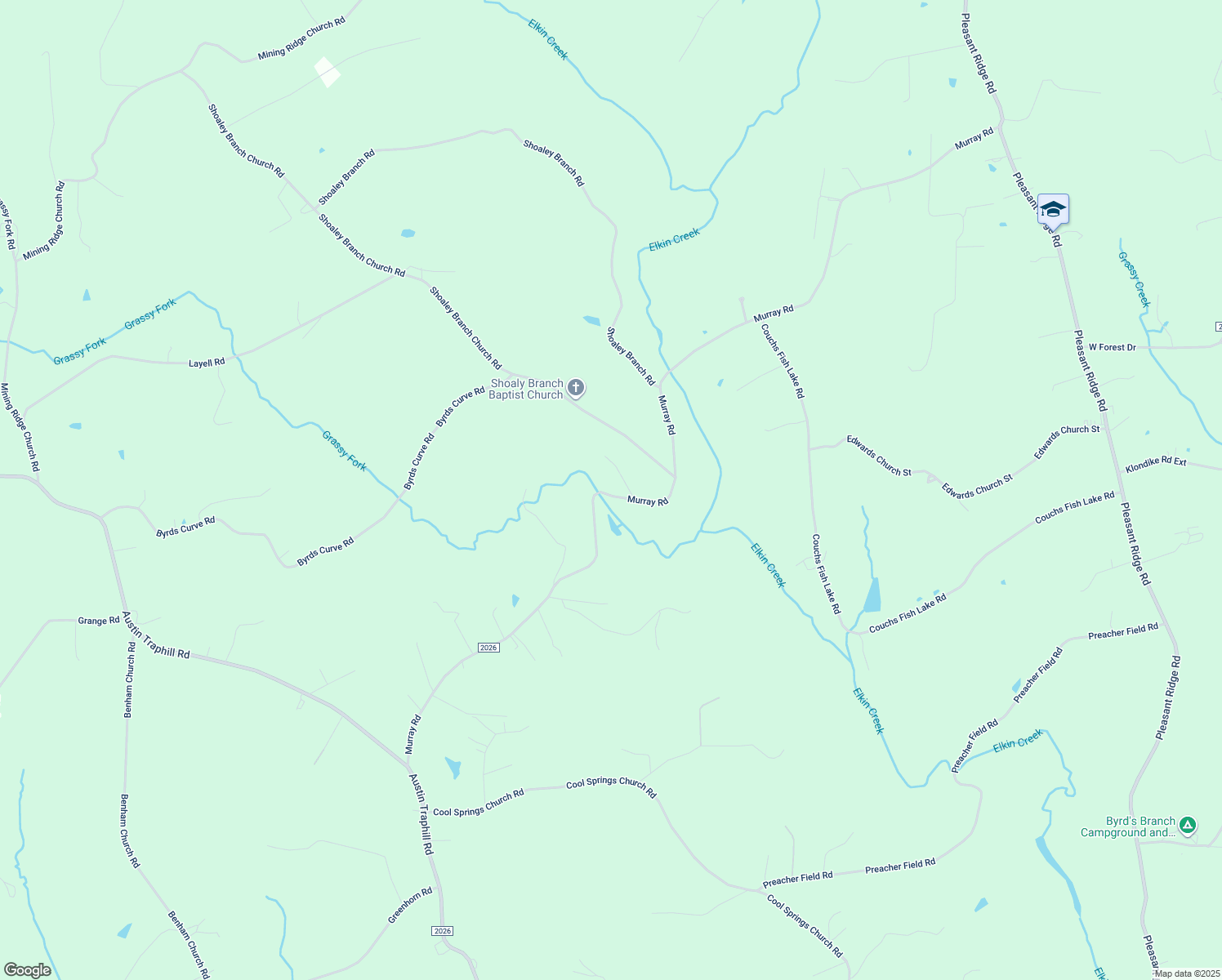 map of restaurants, bars, coffee shops, grocery stores, and more near 1235 Murray Road in Elkin
