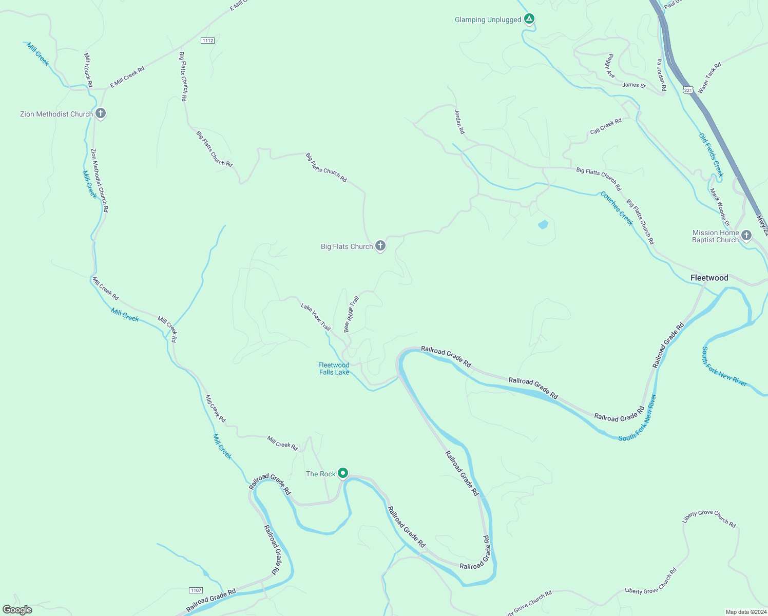 map of restaurants, bars, coffee shops, grocery stores, and more near 591 Bear Ridge Trail in Fleetwood