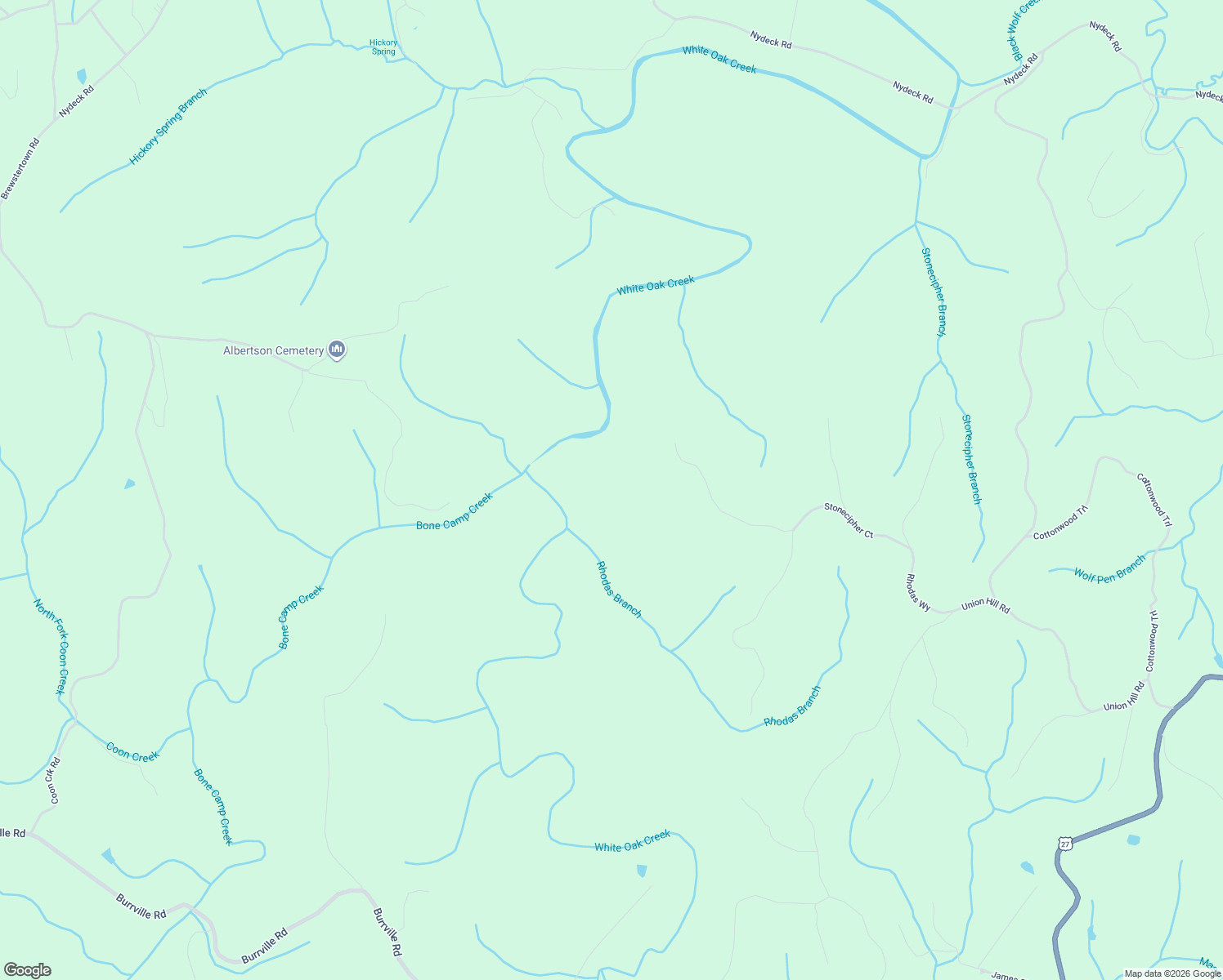 map of restaurants, bars, coffee shops, grocery stores, and more near in Sunbright