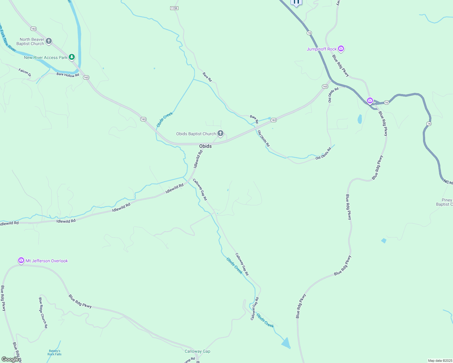 map of restaurants, bars, coffee shops, grocery stores, and more near 469 Calloway Gap Road in West Jefferson
