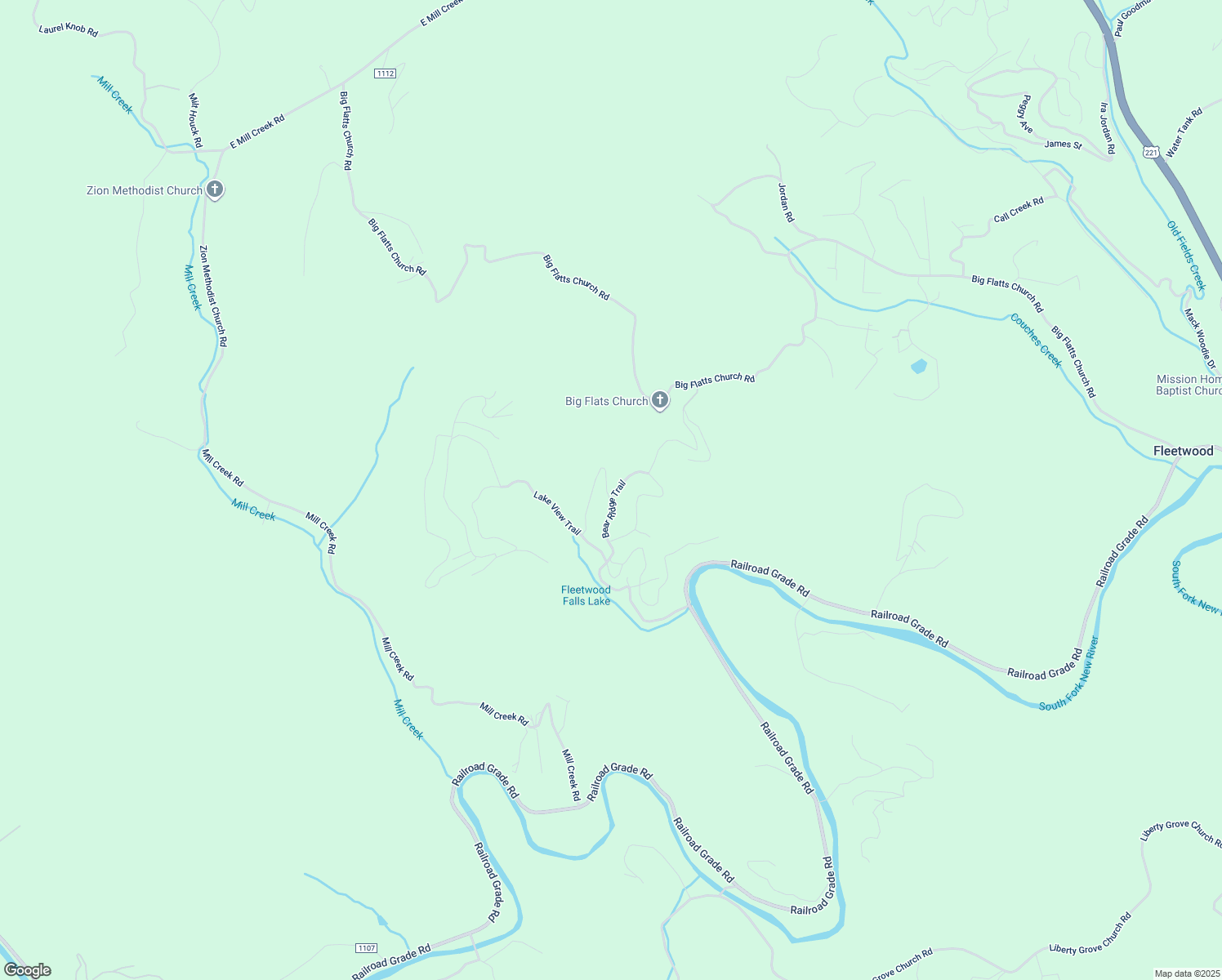 map of restaurants, bars, coffee shops, grocery stores, and more near 357 Bear Ridge Trail in Fleetwood