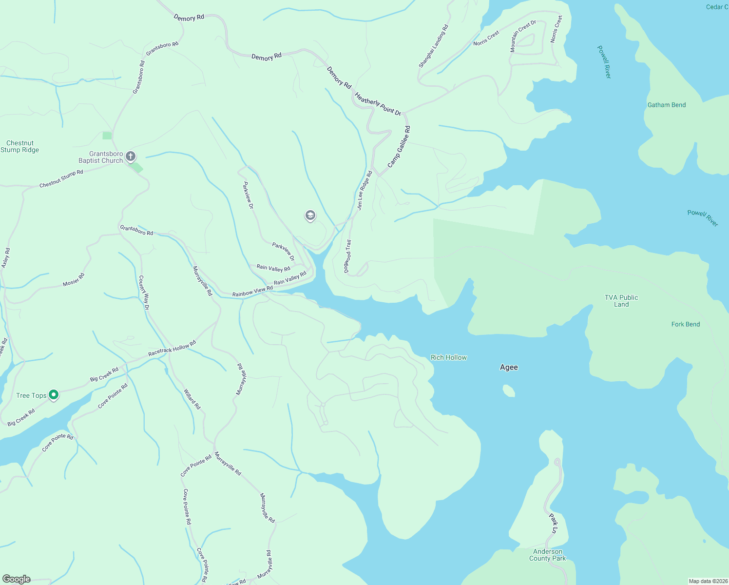 map of restaurants, bars, coffee shops, grocery stores, and more near 314 Harbor Lane in LaFollette