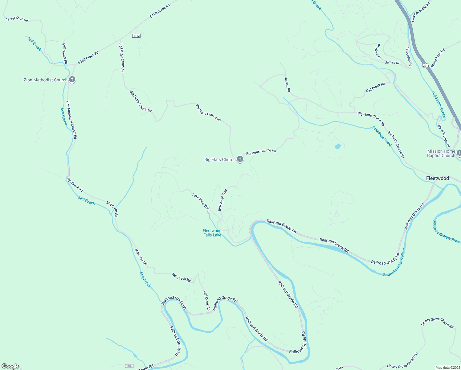 map of restaurants, bars, coffee shops, grocery stores, and more near 455 Bear Ridge Trail in Fleetwood