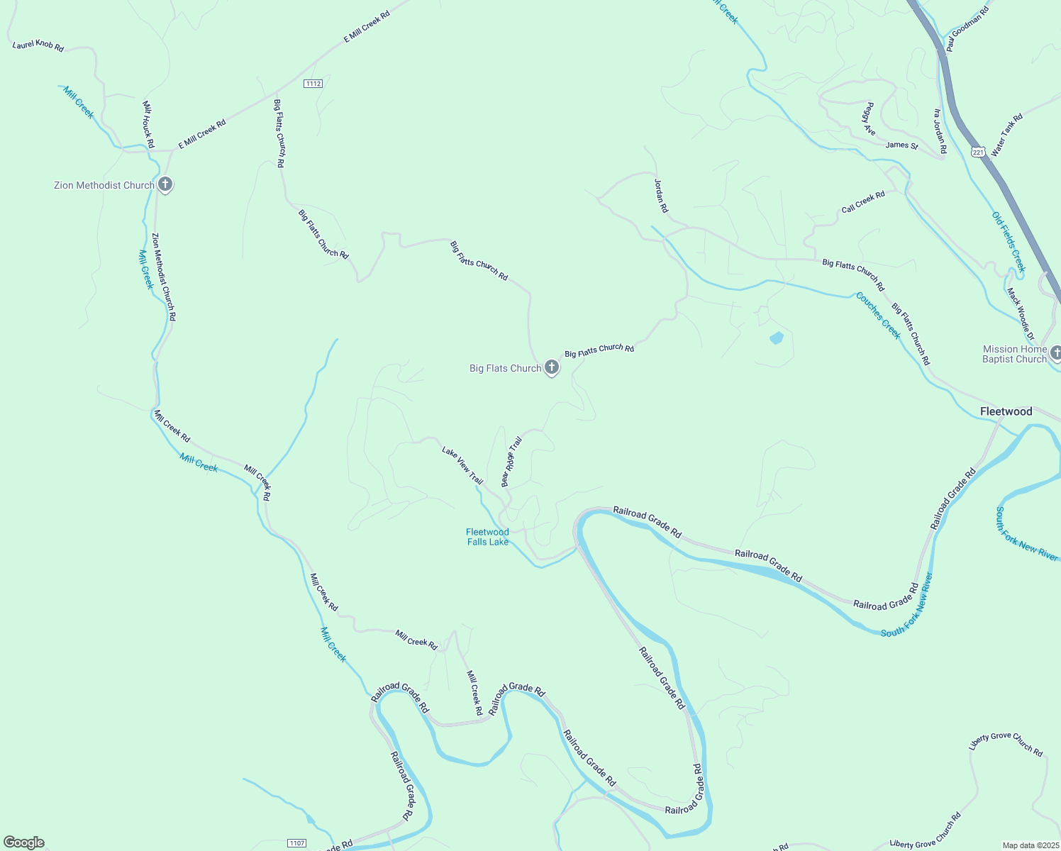map of restaurants, bars, coffee shops, grocery stores, and more near 455 Bear Ridge Trail in Fleetwood