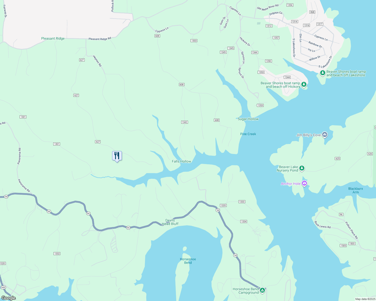 map of restaurants, bars, coffee shops, grocery stores, and more near 8946 Falls Hollow Road in Rogers