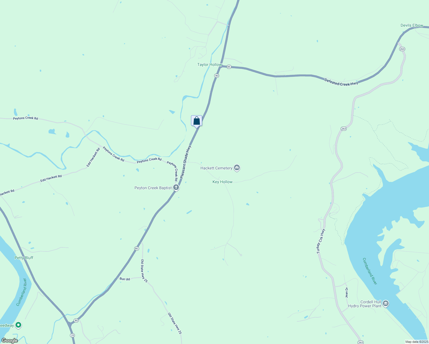 map of restaurants, bars, coffee shops, grocery stores, and more near 27 Key Hollow Lane in Pleasant Shade