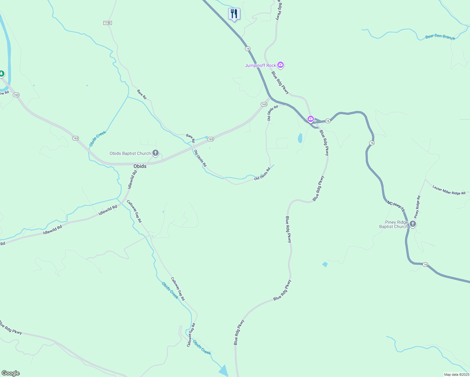 map of restaurants, bars, coffee shops, grocery stores, and more near 969 Old Obids Road in West Jefferson