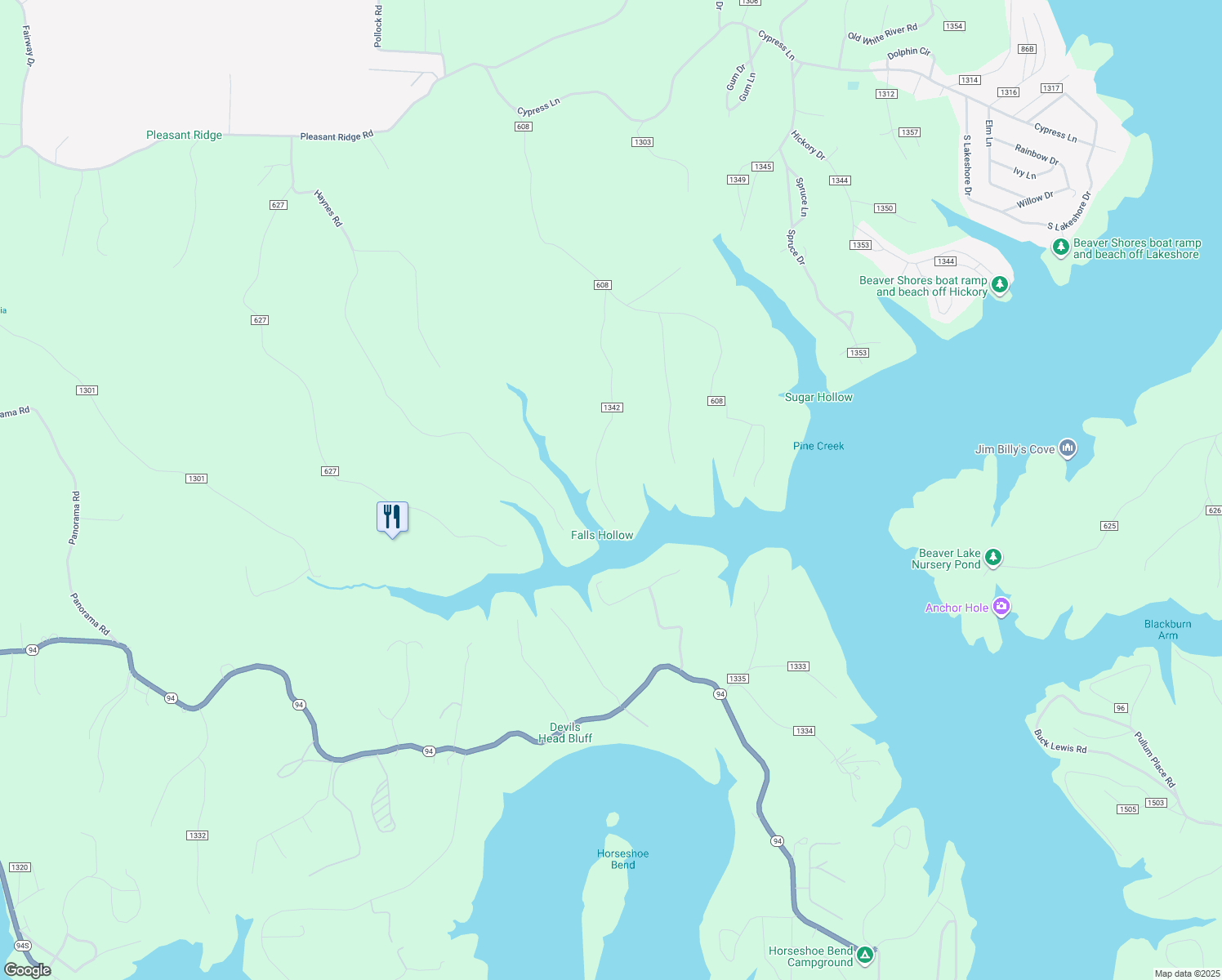 map of restaurants, bars, coffee shops, grocery stores, and more near 8946 Falls Hollow Road in Rogers