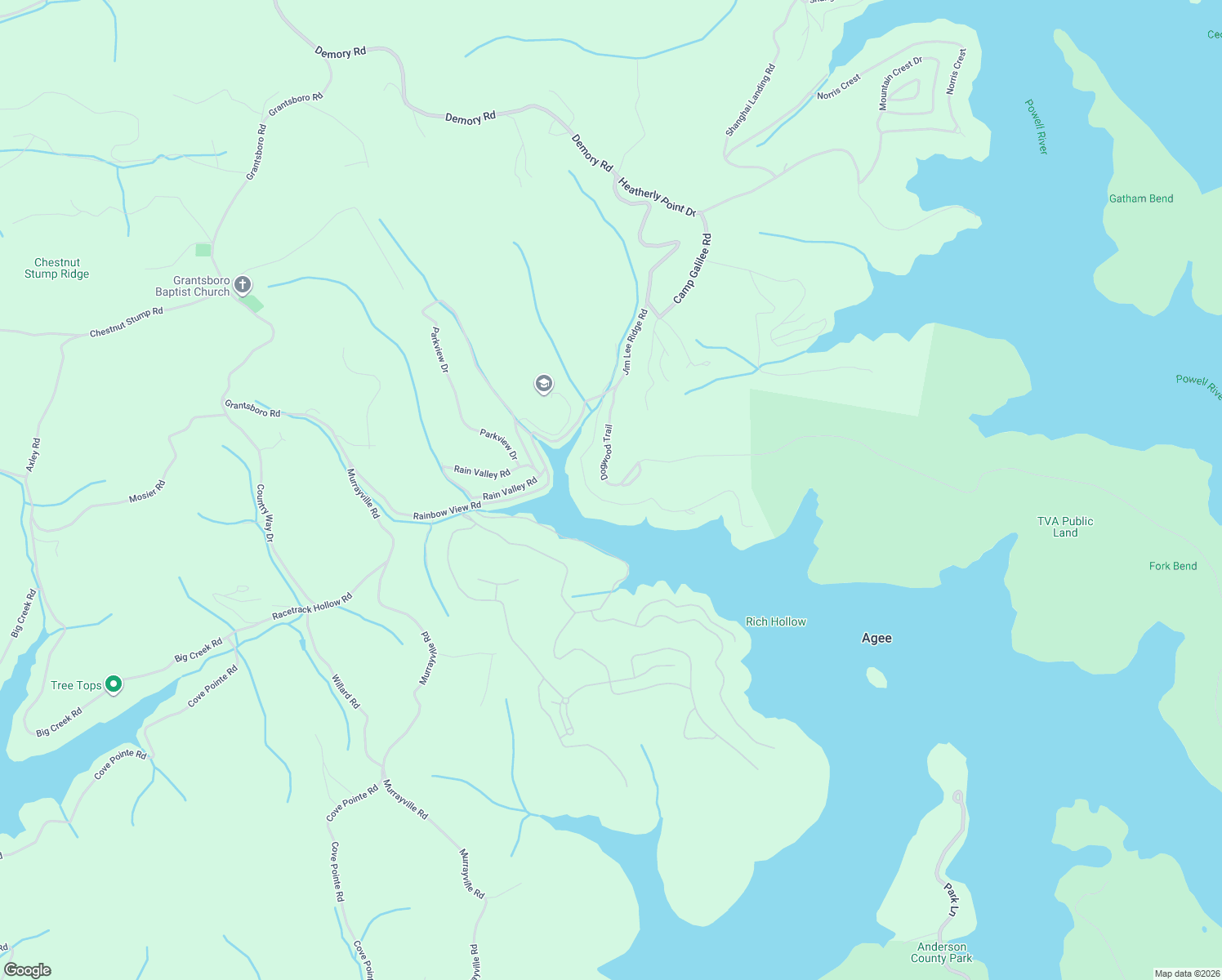 map of restaurants, bars, coffee shops, grocery stores, and more near 314 Harbor Lane in LaFollette