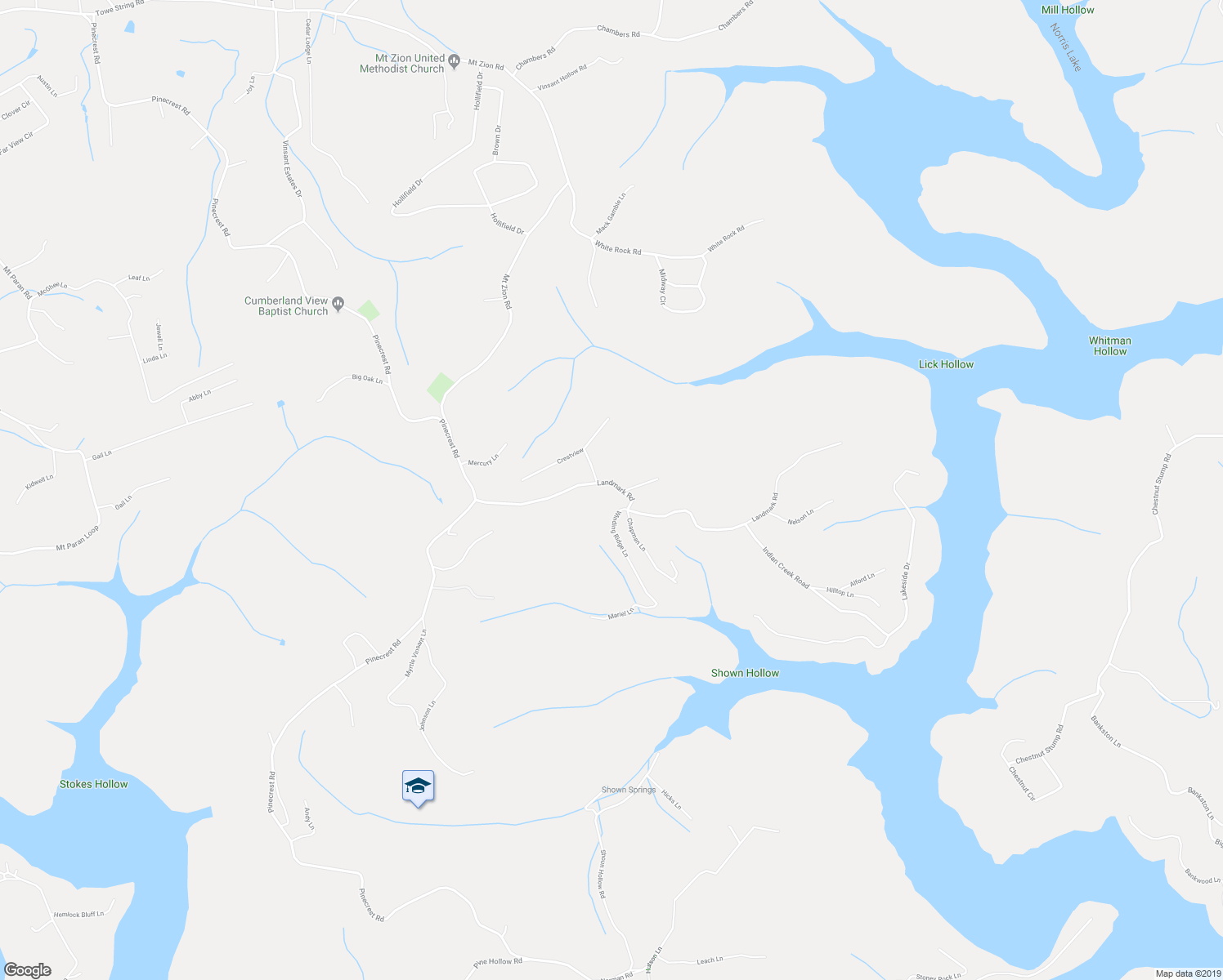 map of restaurants, bars, coffee shops, grocery stores, and more near 322 Landmark Road in Jacksboro